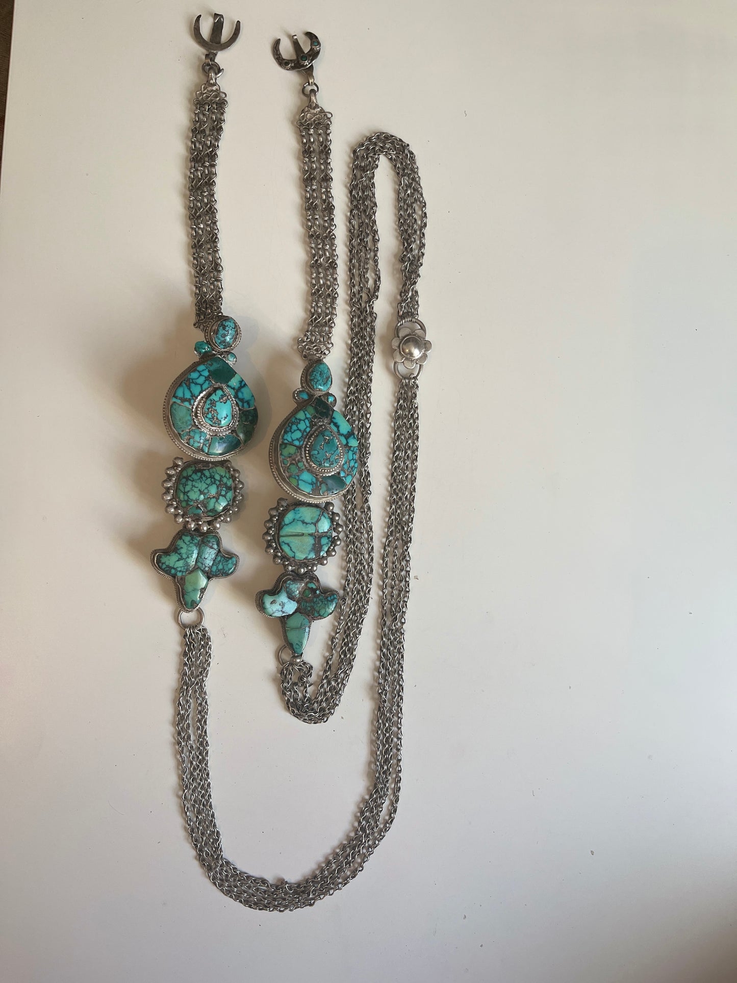 A pair of antique Tibetan earrings -aykhor