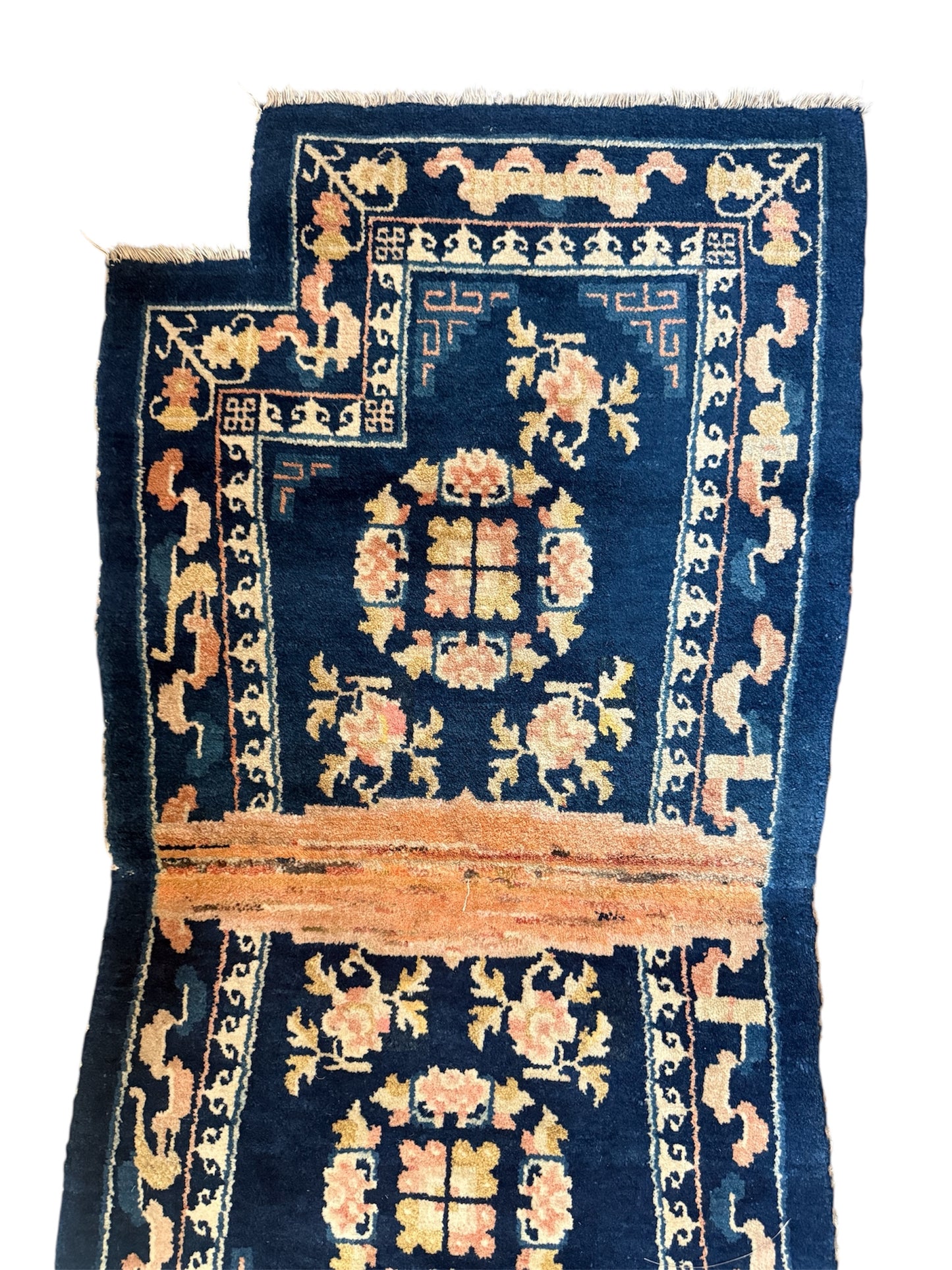 A vintage indigo saddle rug