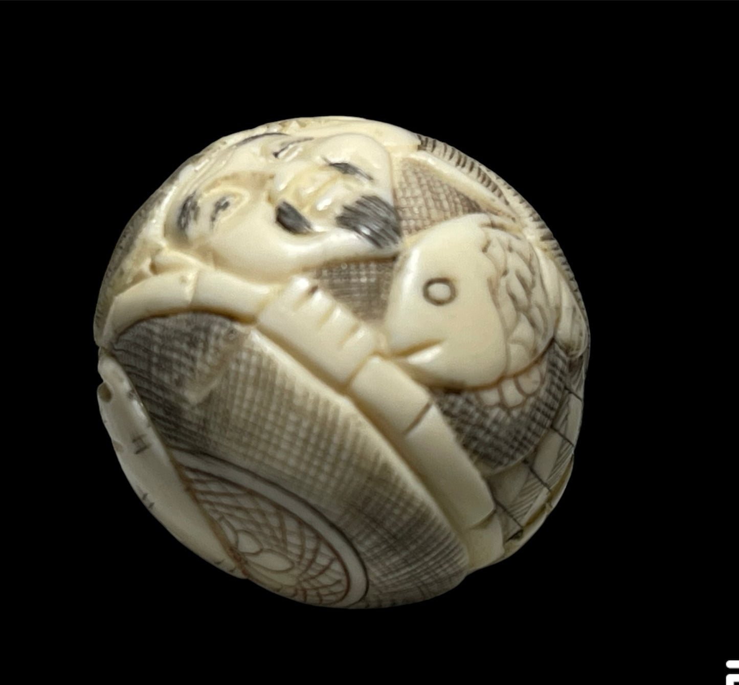 Two antique Japanese bone ojime beads