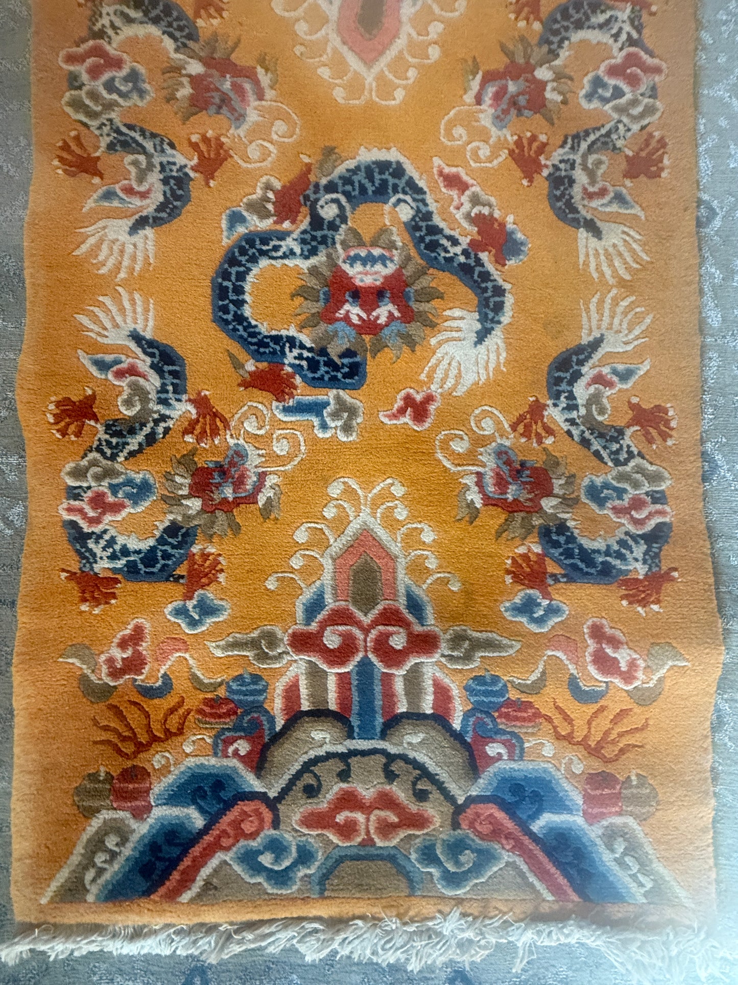 Vintage Tibetan dragon rug