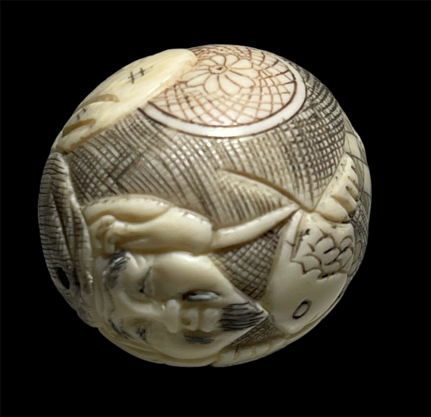 Two antique Japanese bone ojime beads