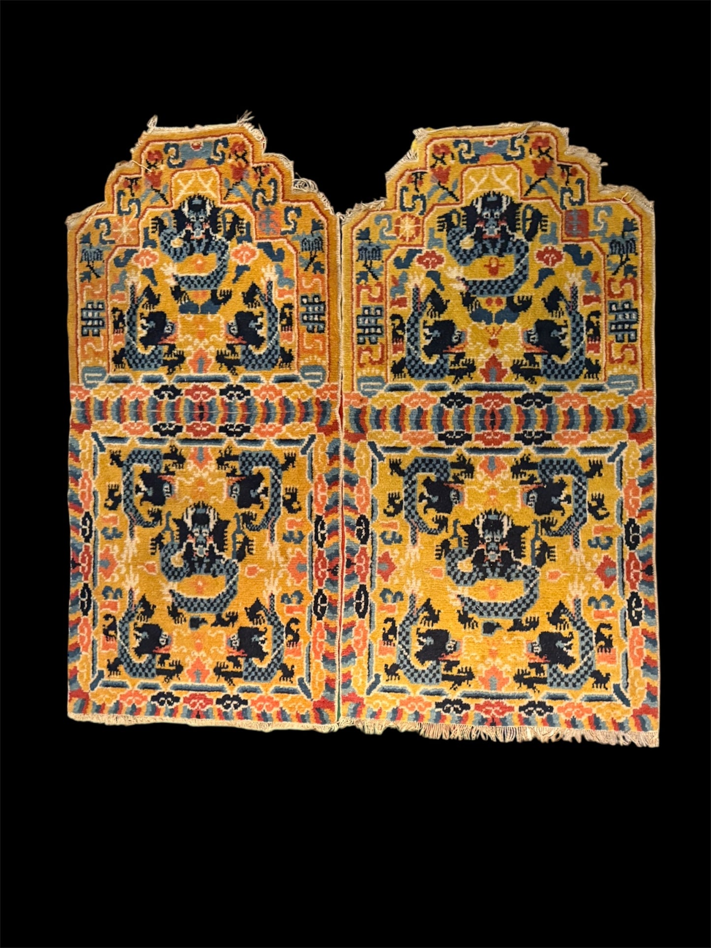 Pair of vintage ningxia throne rugs