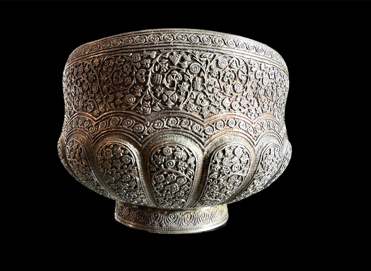 An antique (19th C) large Indian silver bowl