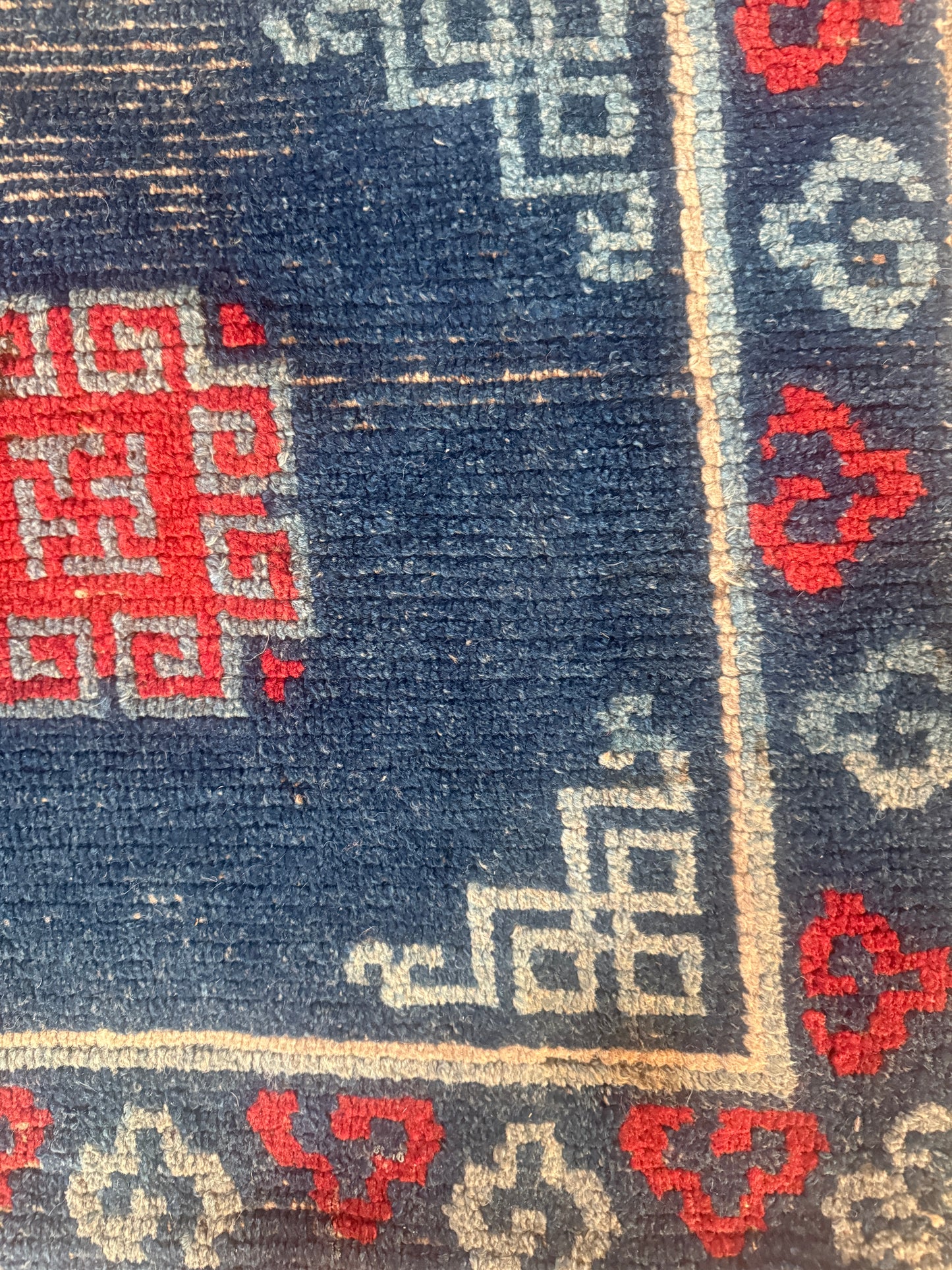 Antique Tibetan Indigo seat rug