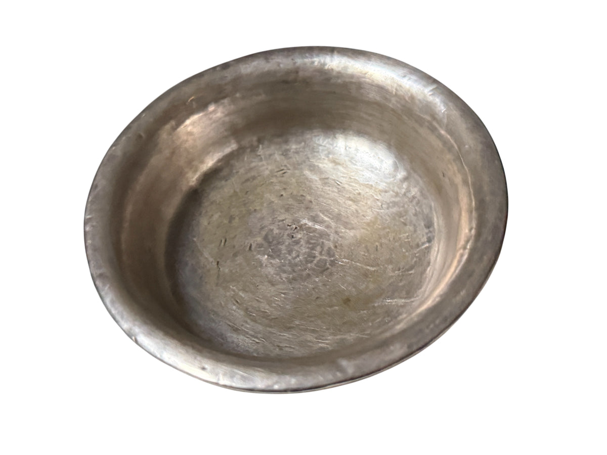 Antique Tibetan Burlwood Silver Mounted Offering Bowl Himalayan Pedestal Cup