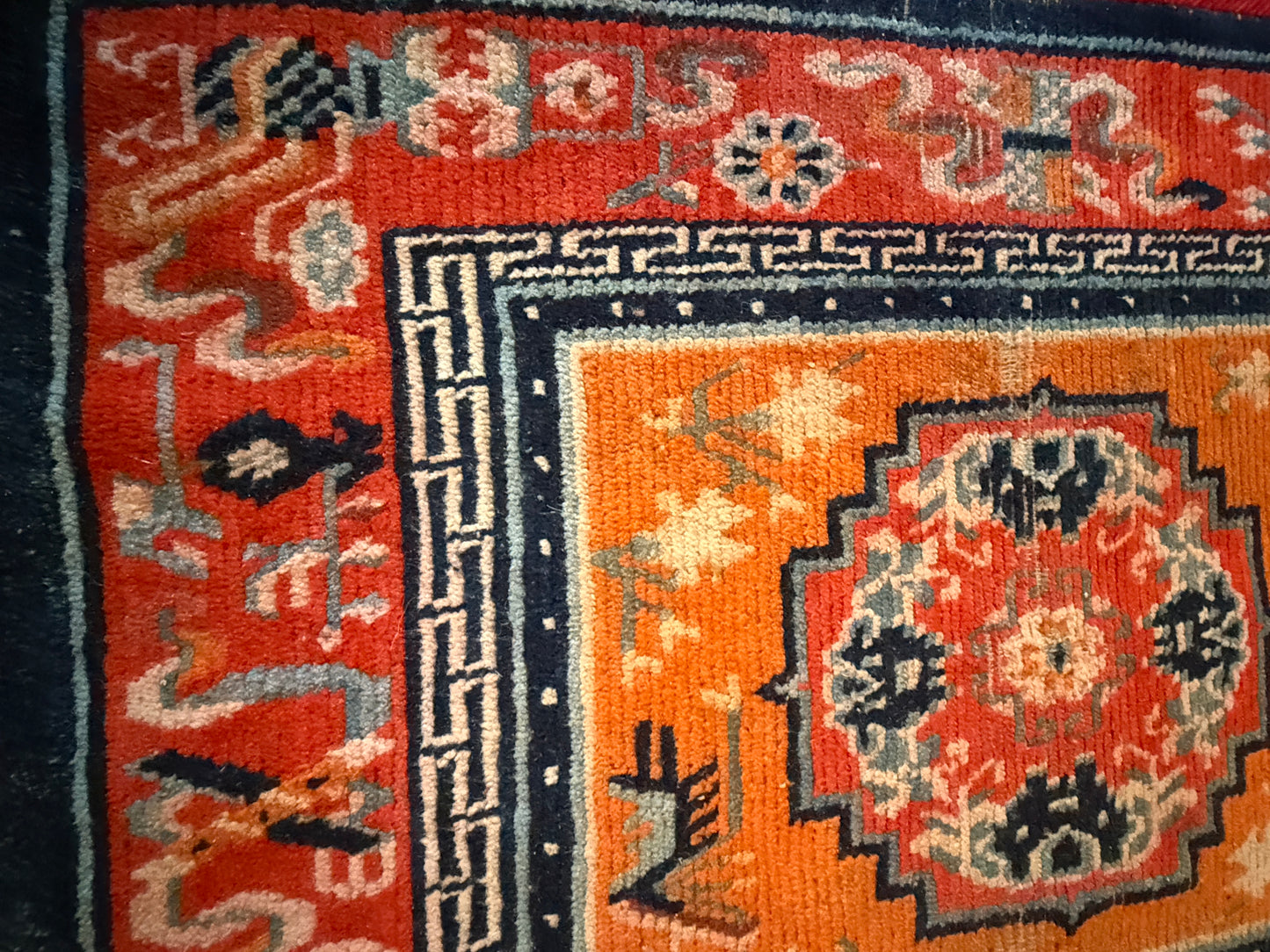 An antique meditation rug / saddle rug topper