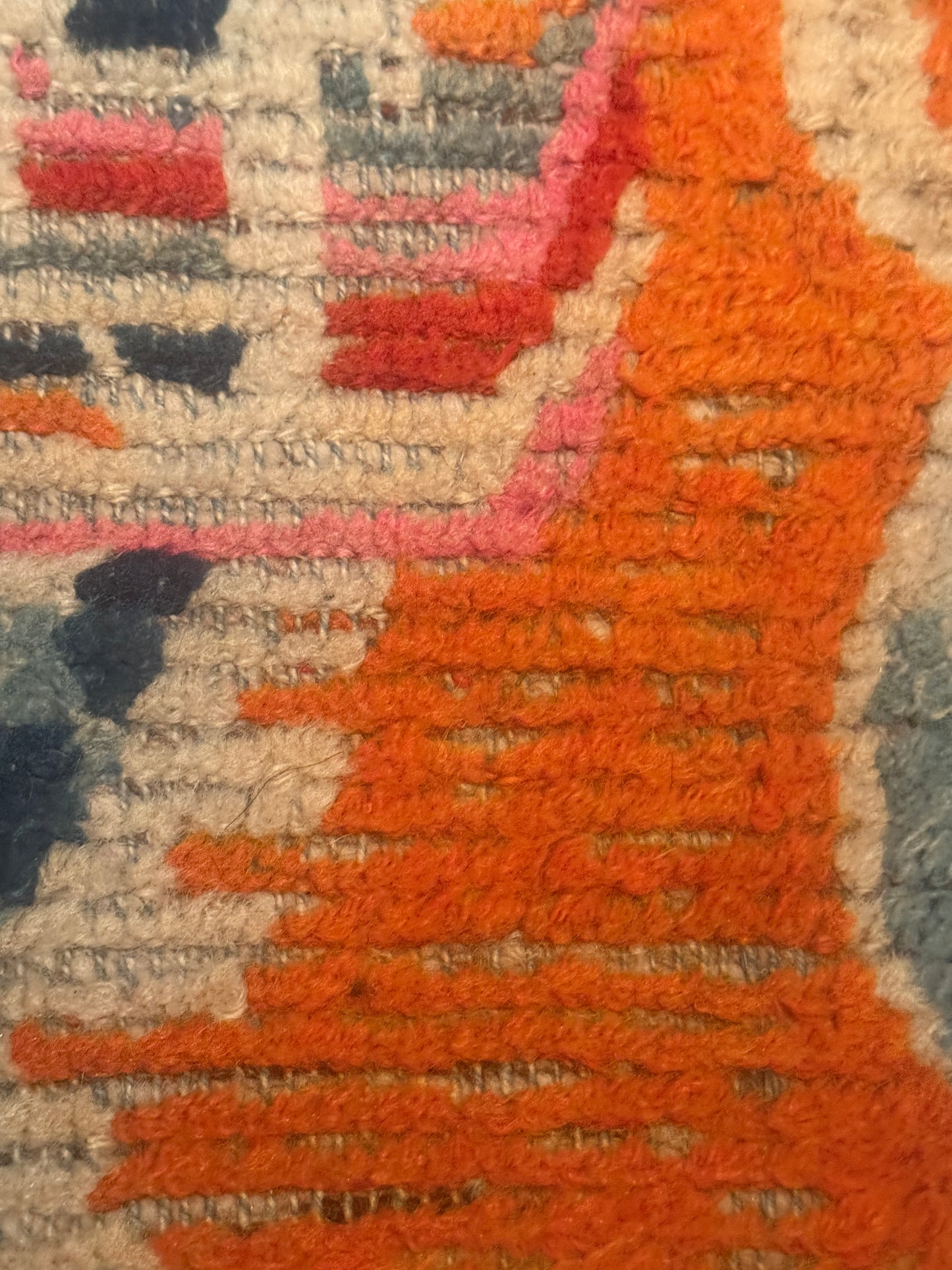 A 19th C., unique antique Tibetan dragon rug