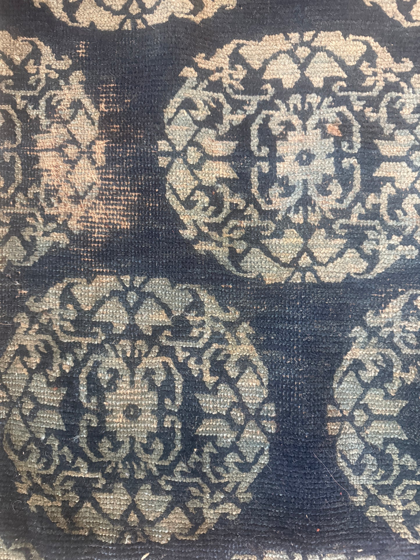 Antique Tibetan Indigo seat rug