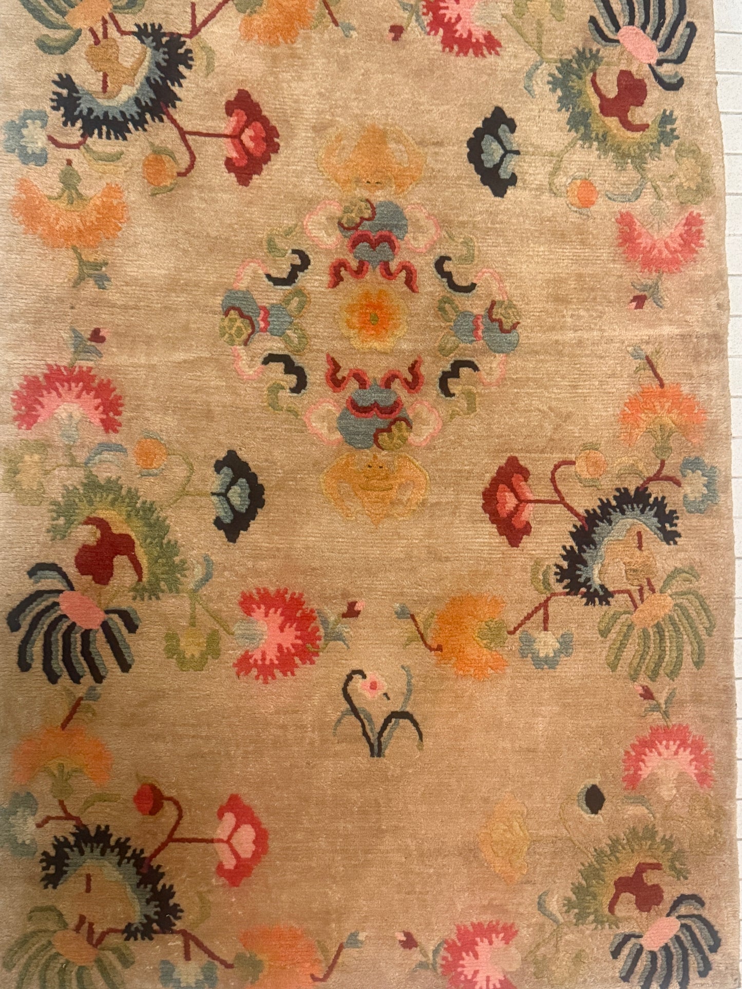 A mid 20th C., Tibetan modern floral rug
