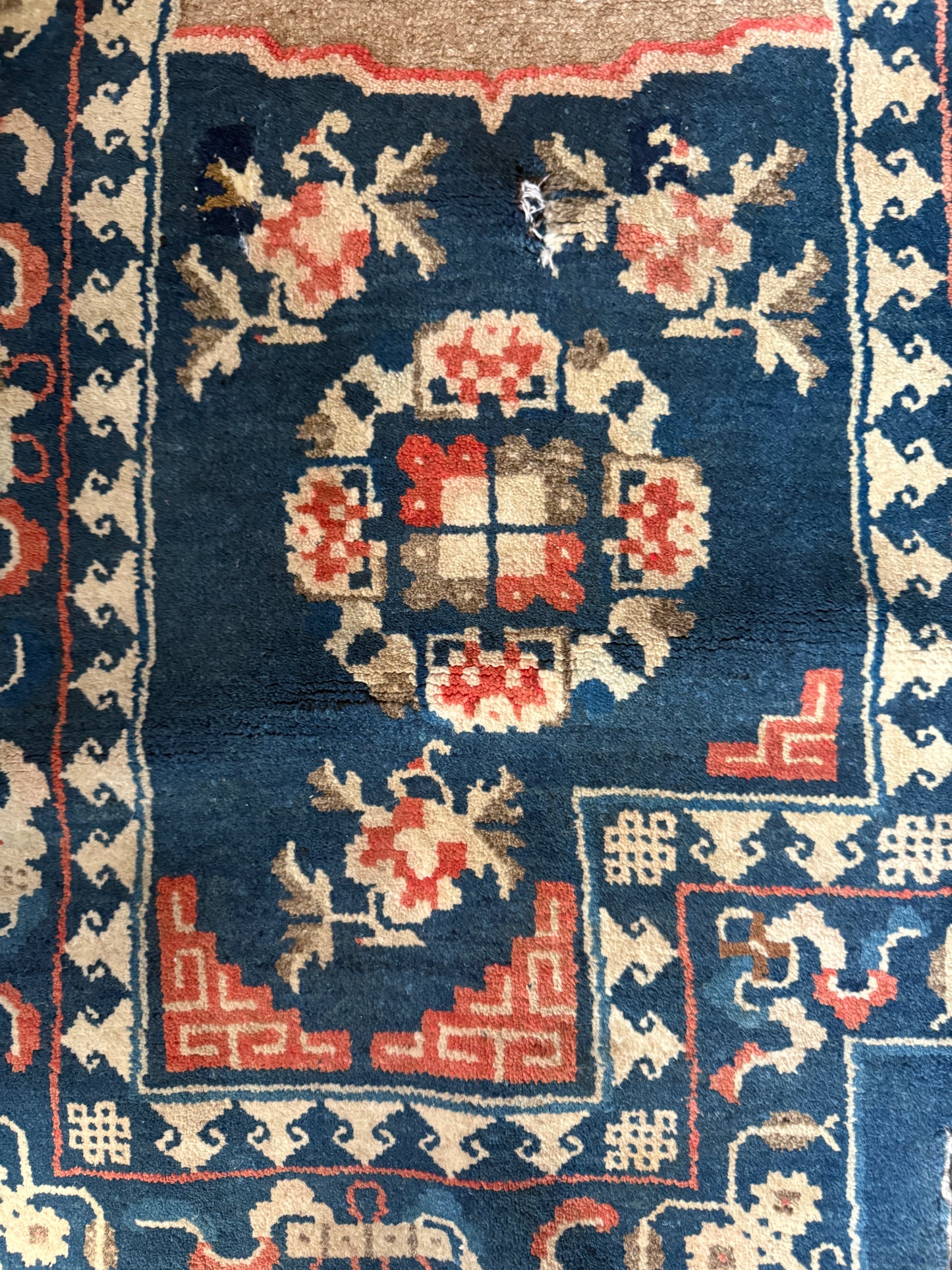 A vintage indigo saddle rug