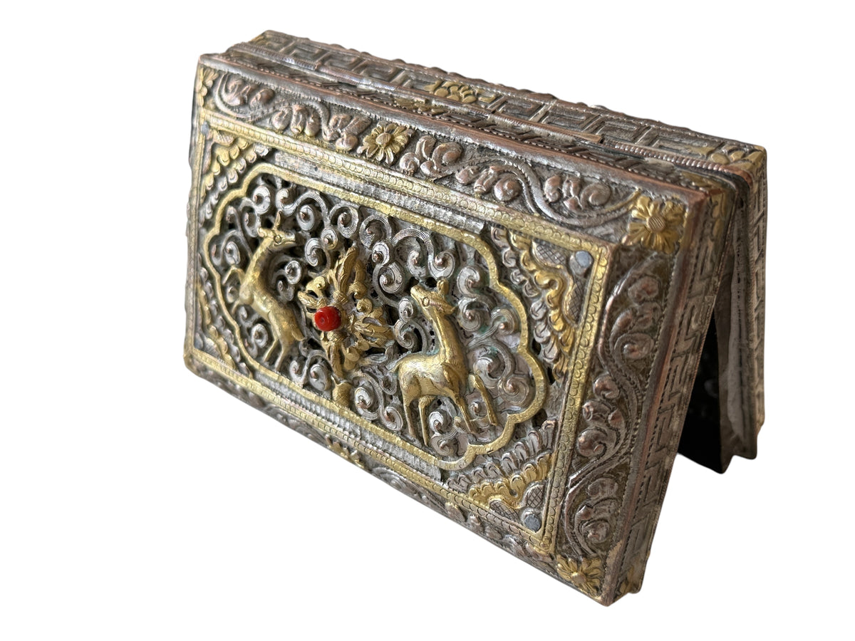 Antique silver and gilded silver Bhutanese betel nut box