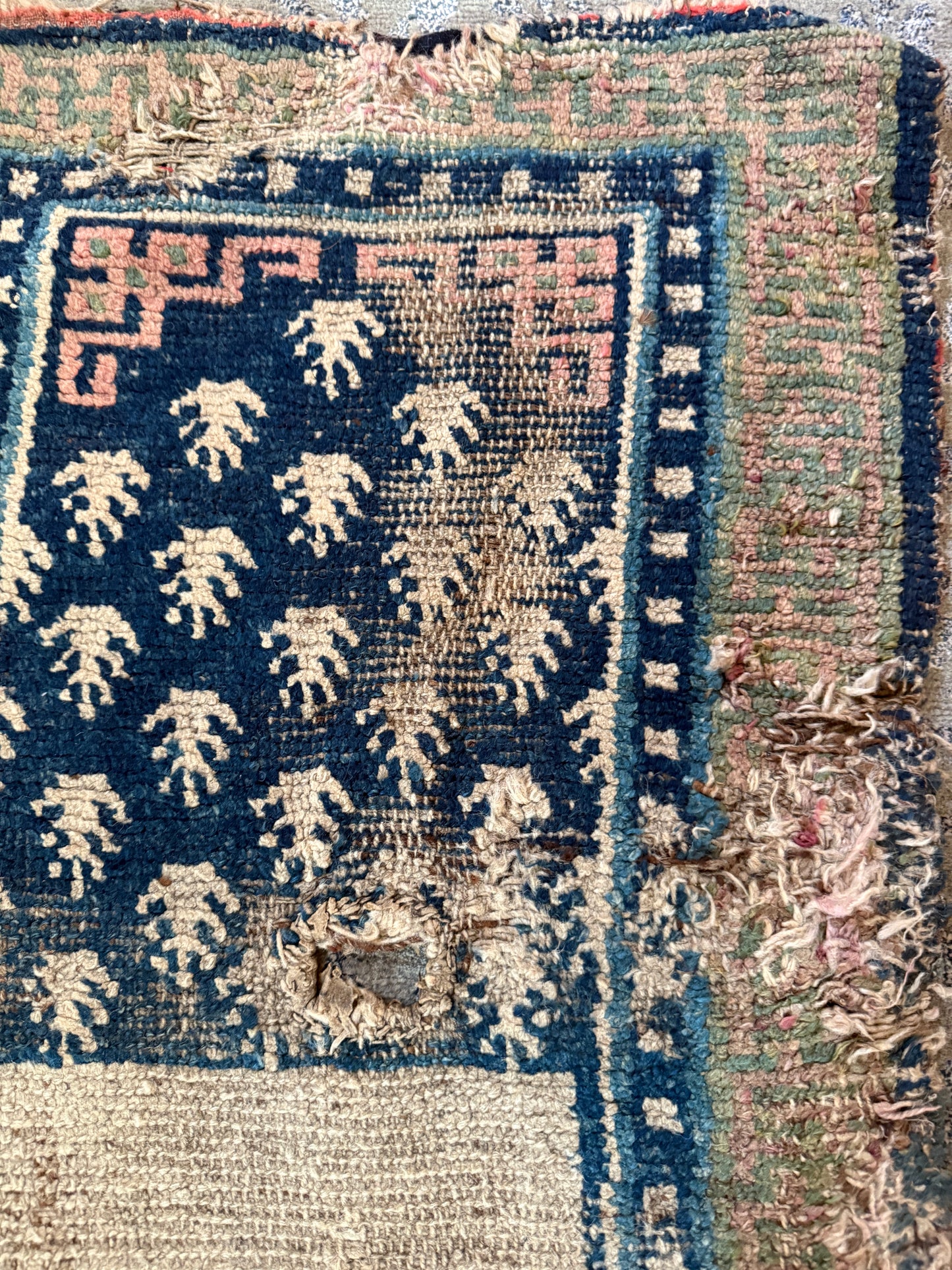An antique mid 19th C saddle blanket/rug