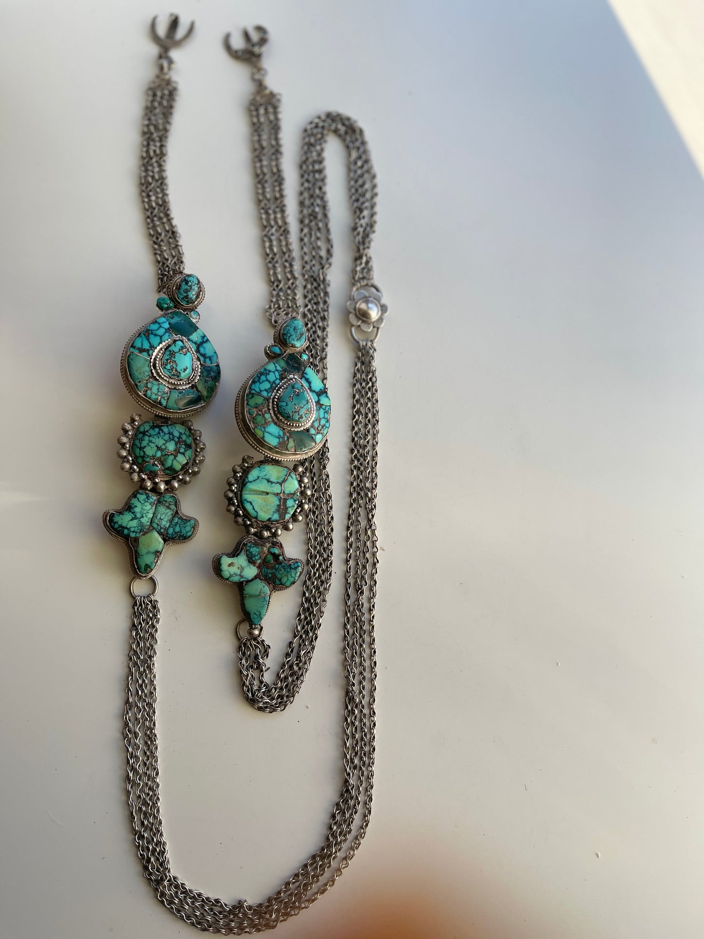 A pair of antique Tibetan earrings -aykhor