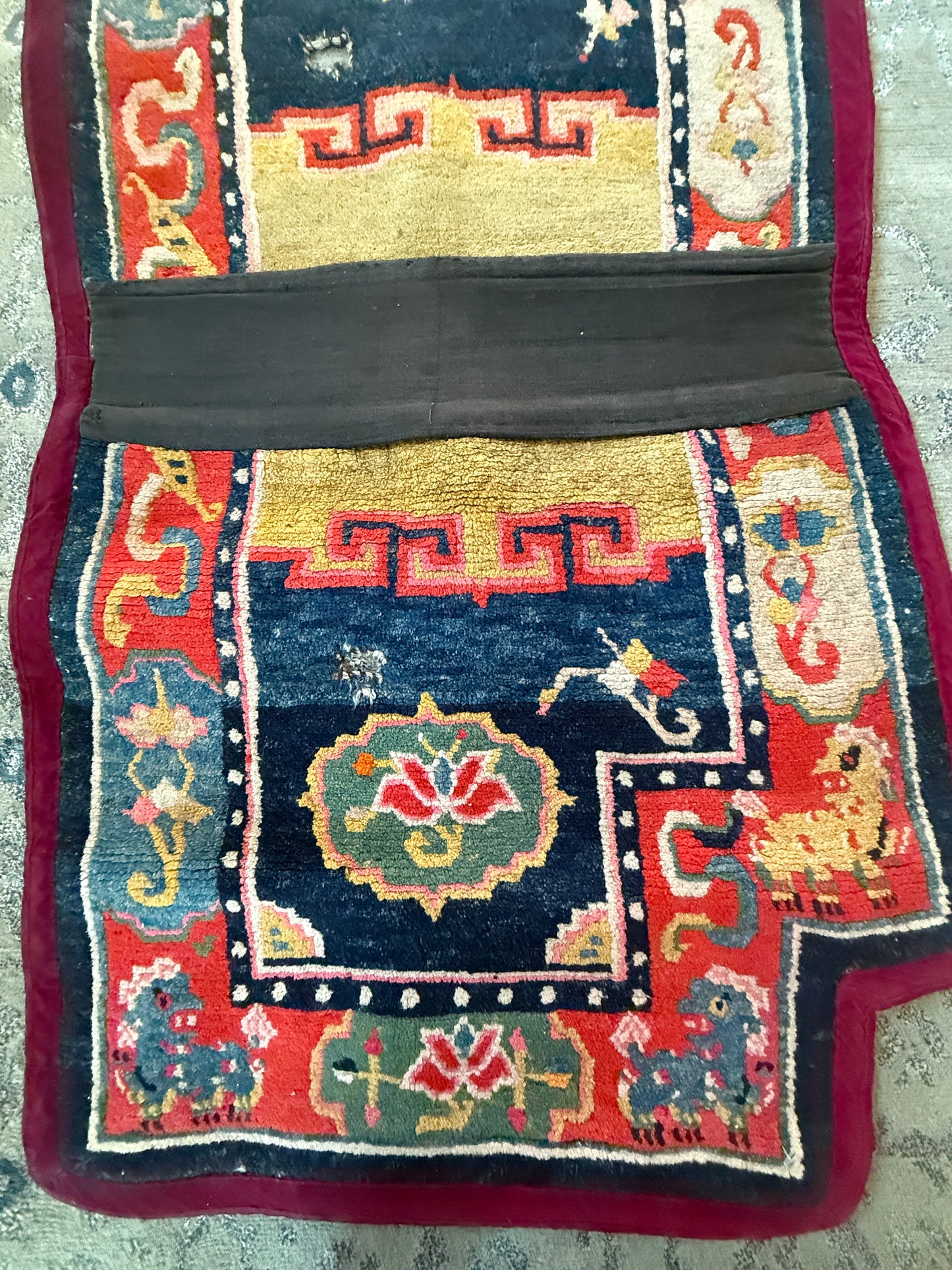 Antique Tibetan saddle rug