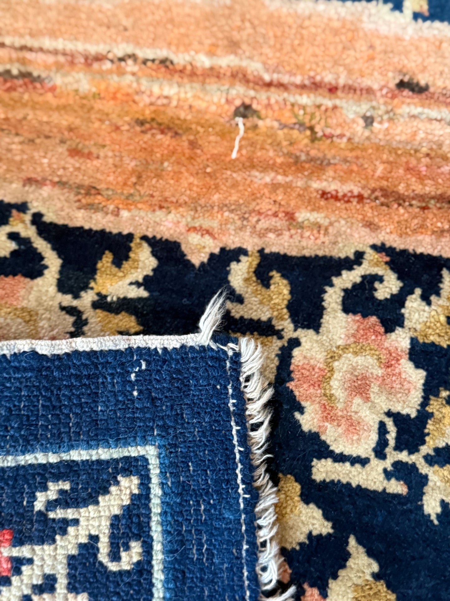 A vintage indigo saddle rug