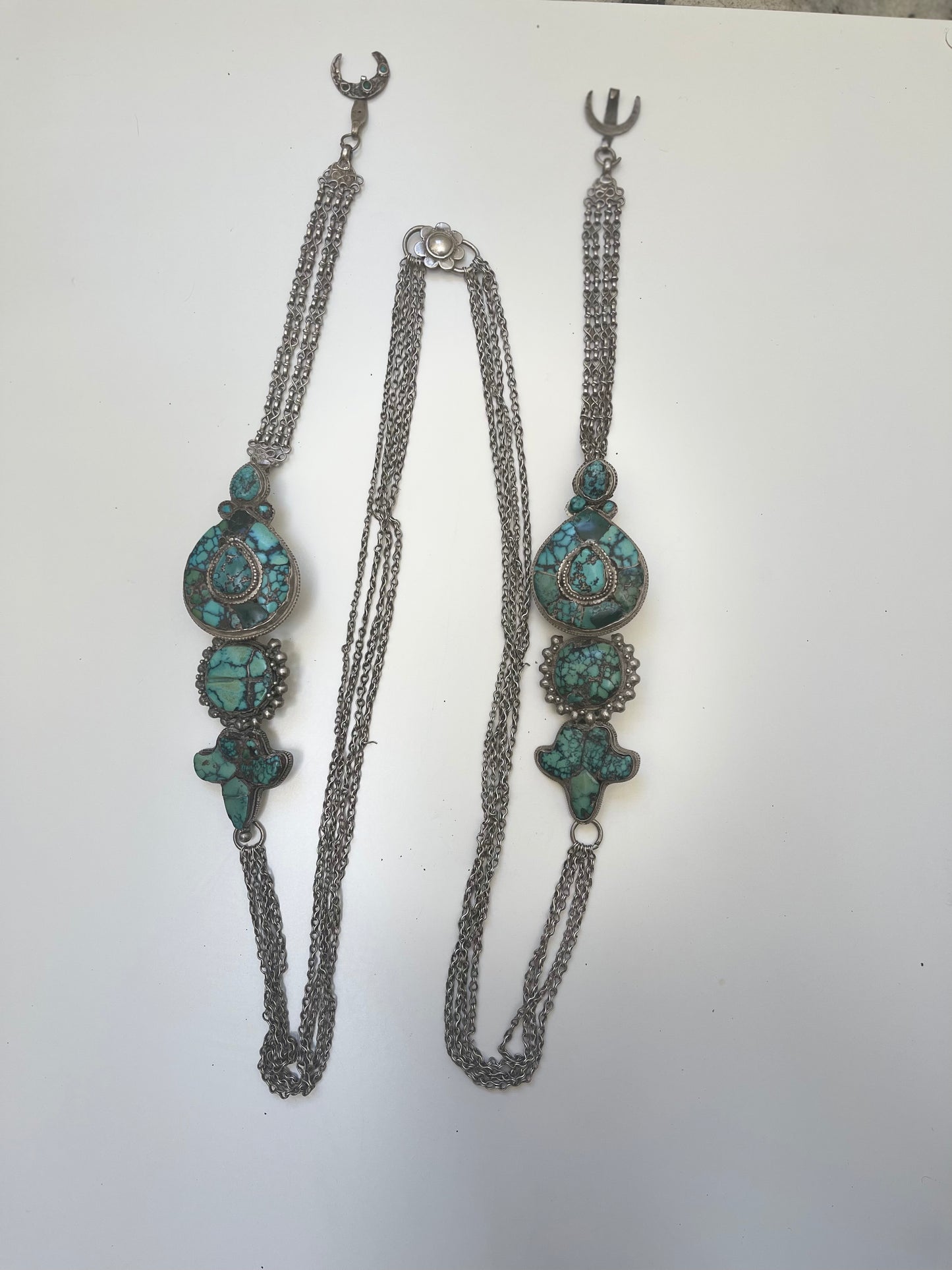 A pair of antique Tibetan earrings -aykhor