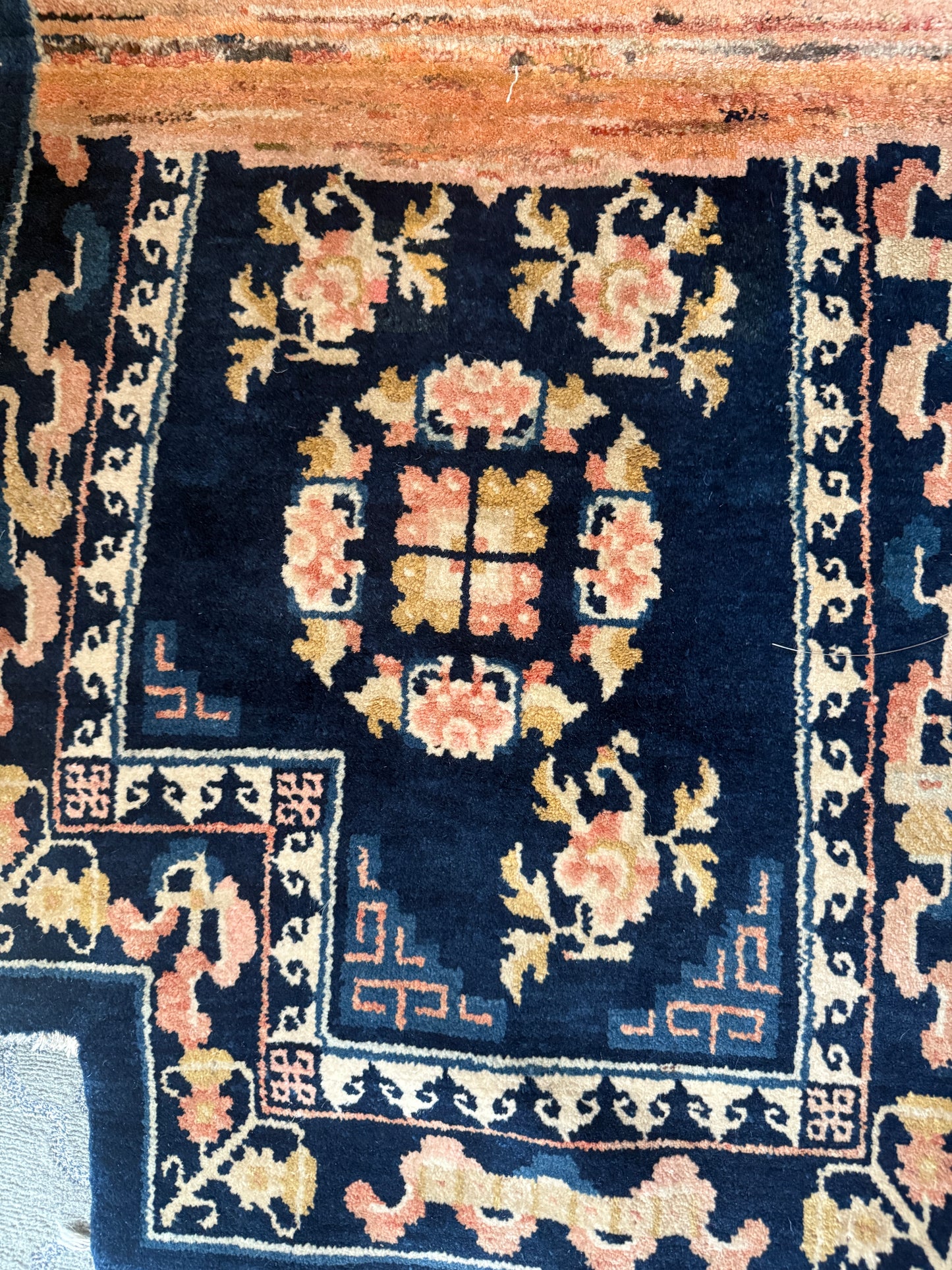 A vintage indigo saddle rug
