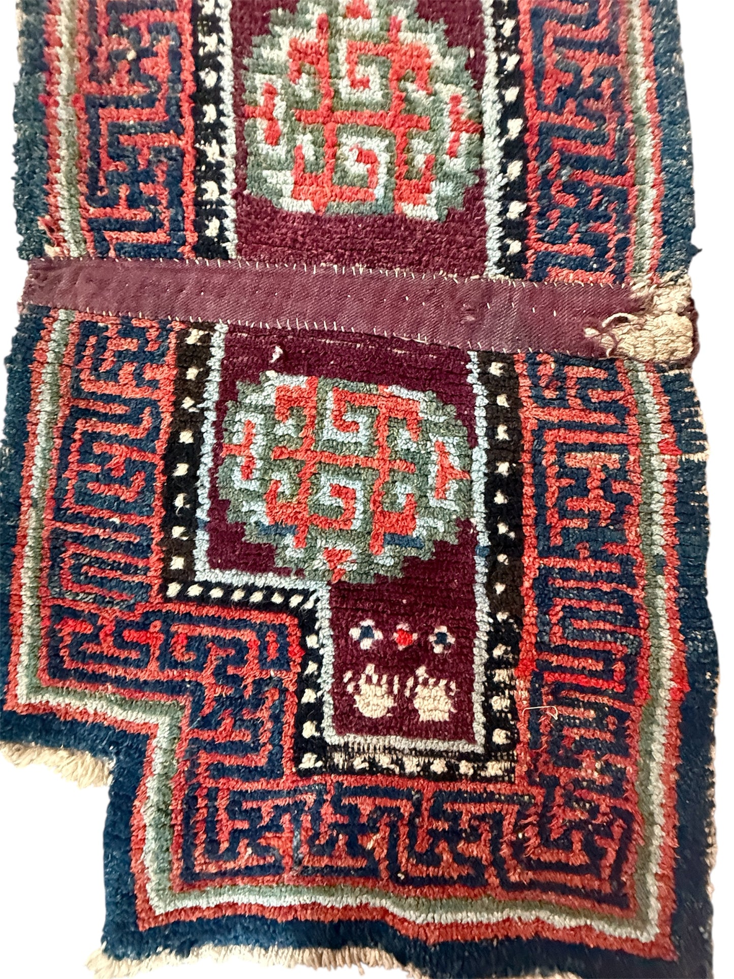 Antique Tibetan saddle rug