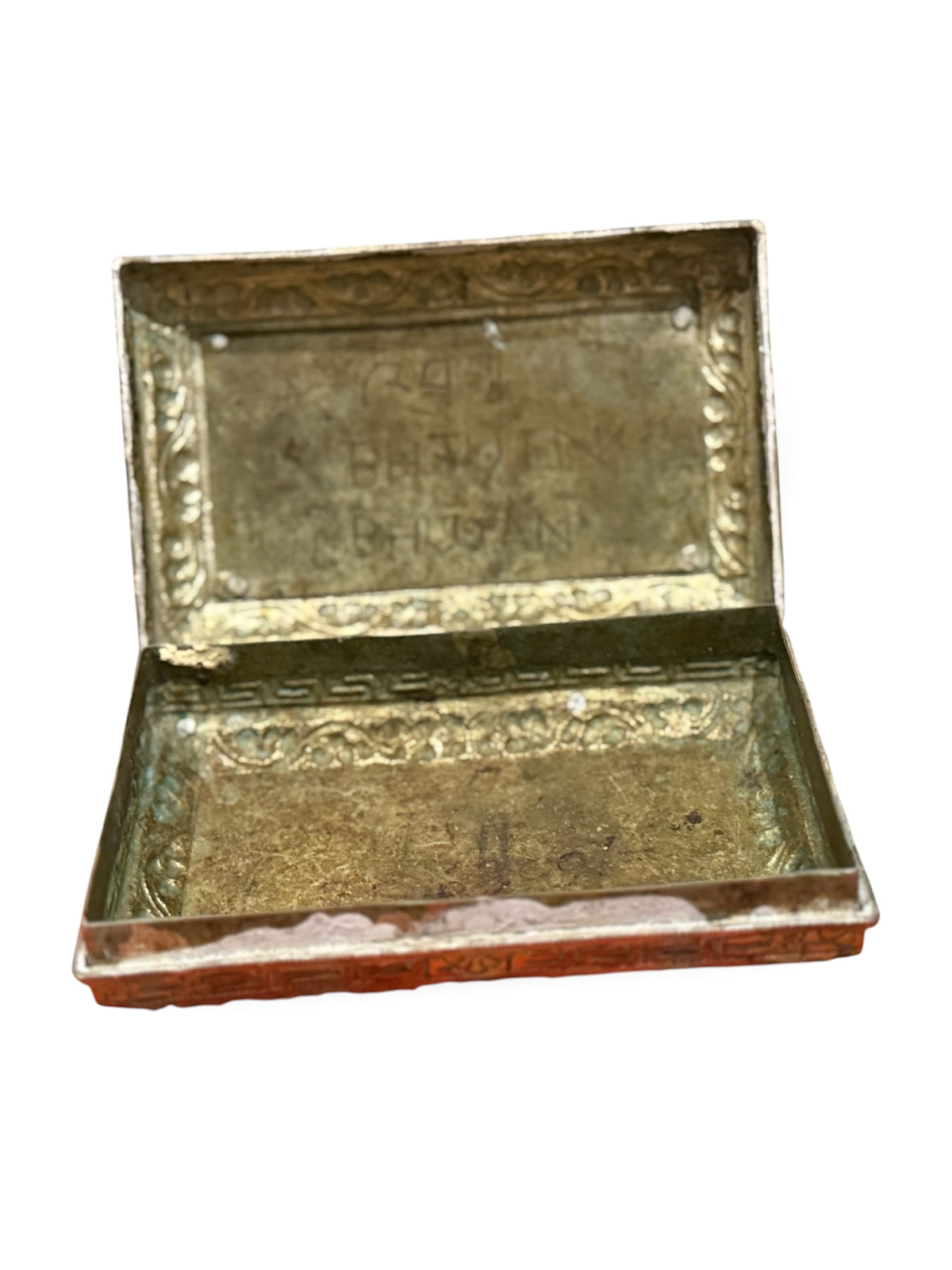 Antique silver and gilded silver Bhutanese betel nut box