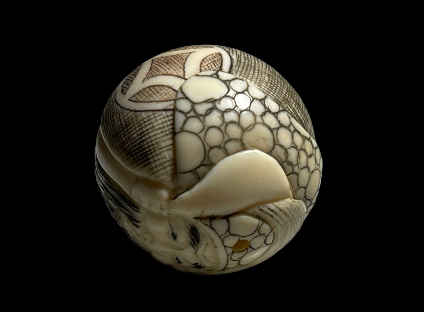 Two antique Japanese bone ojime beads