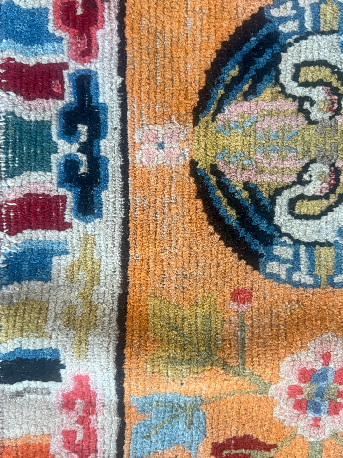 Antique Tibetan seat rug