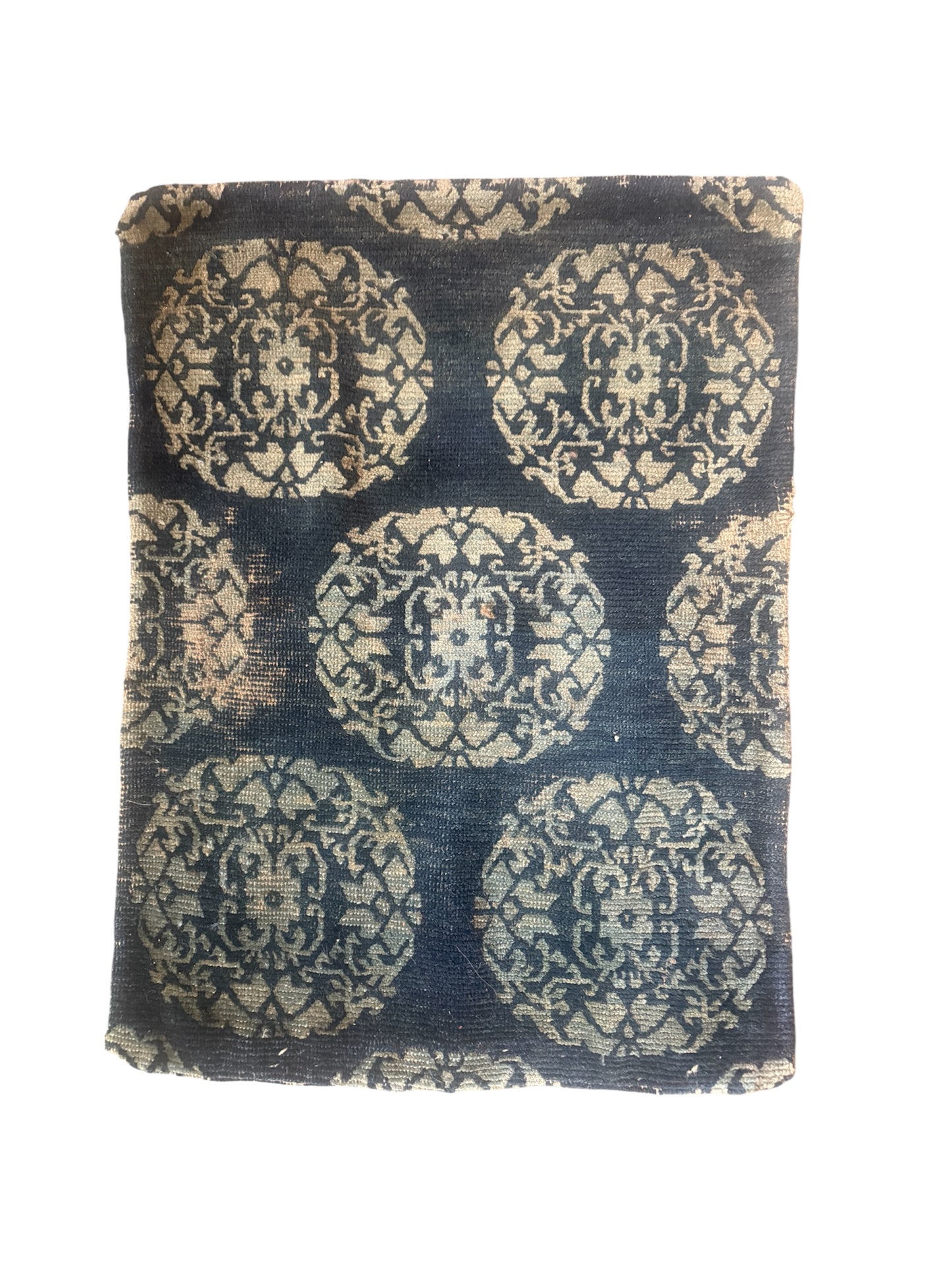 Antique Tibetan Indigo seat rug