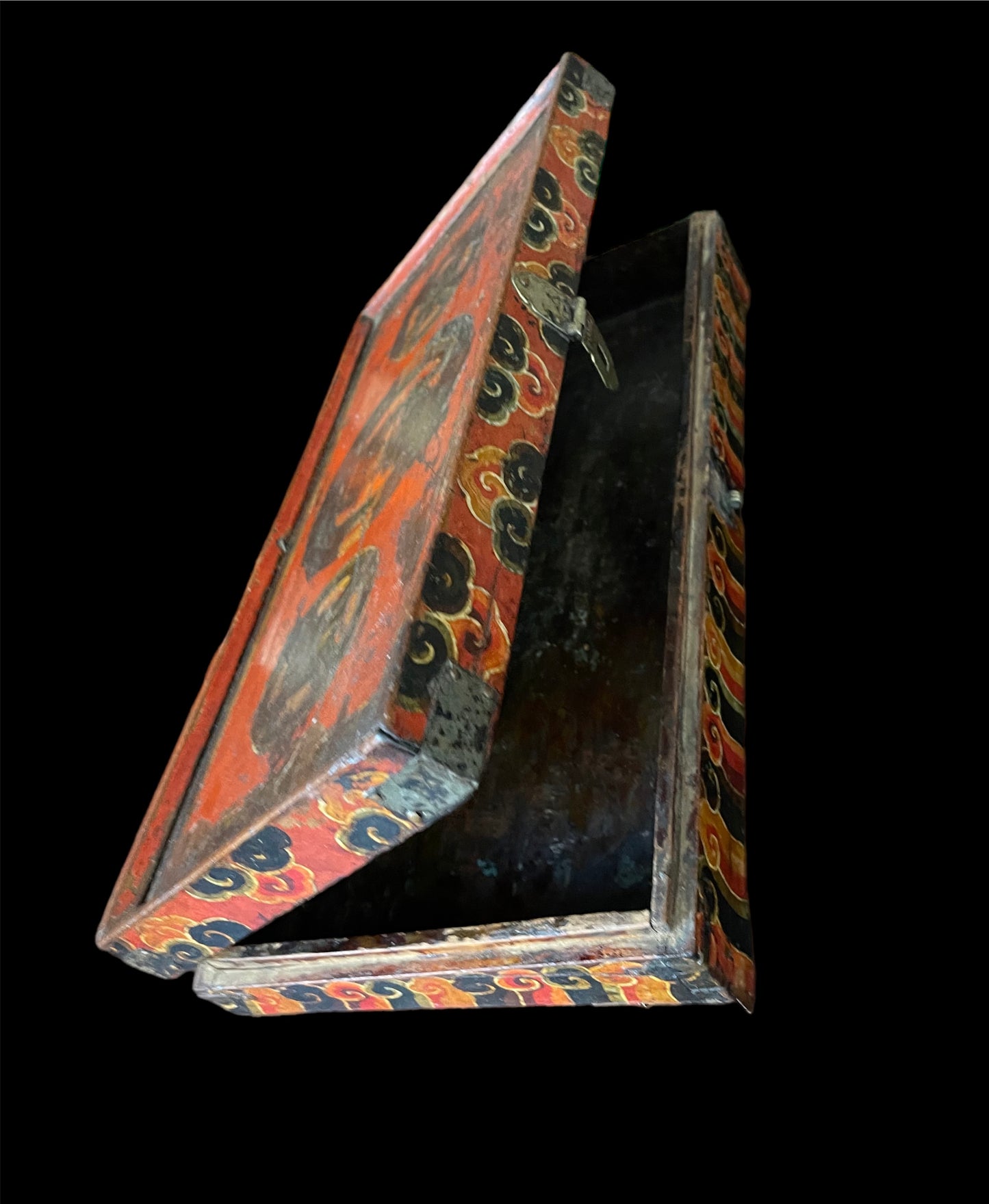 An antique rectangular flat Tibetan wood box