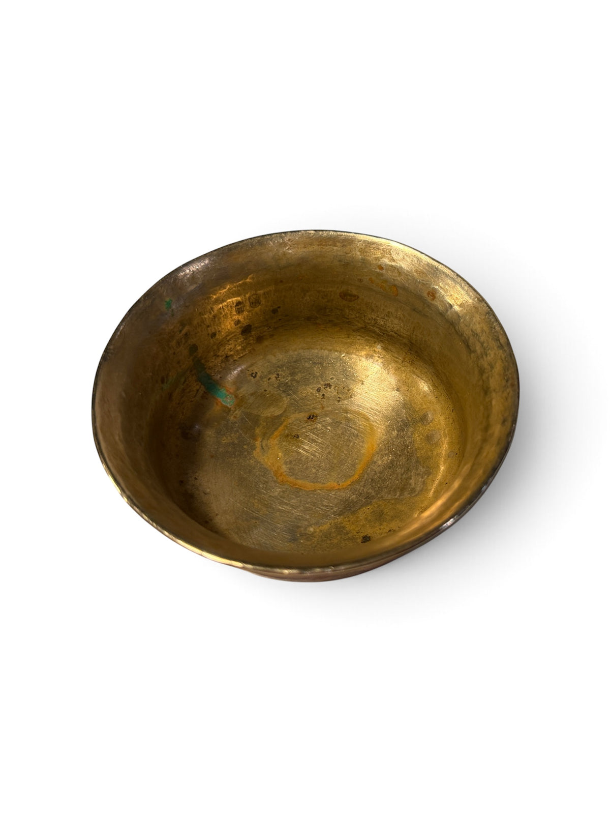 Antique Tibetan Brass White Metal Mounted Offering Bowl Himalayan Cup