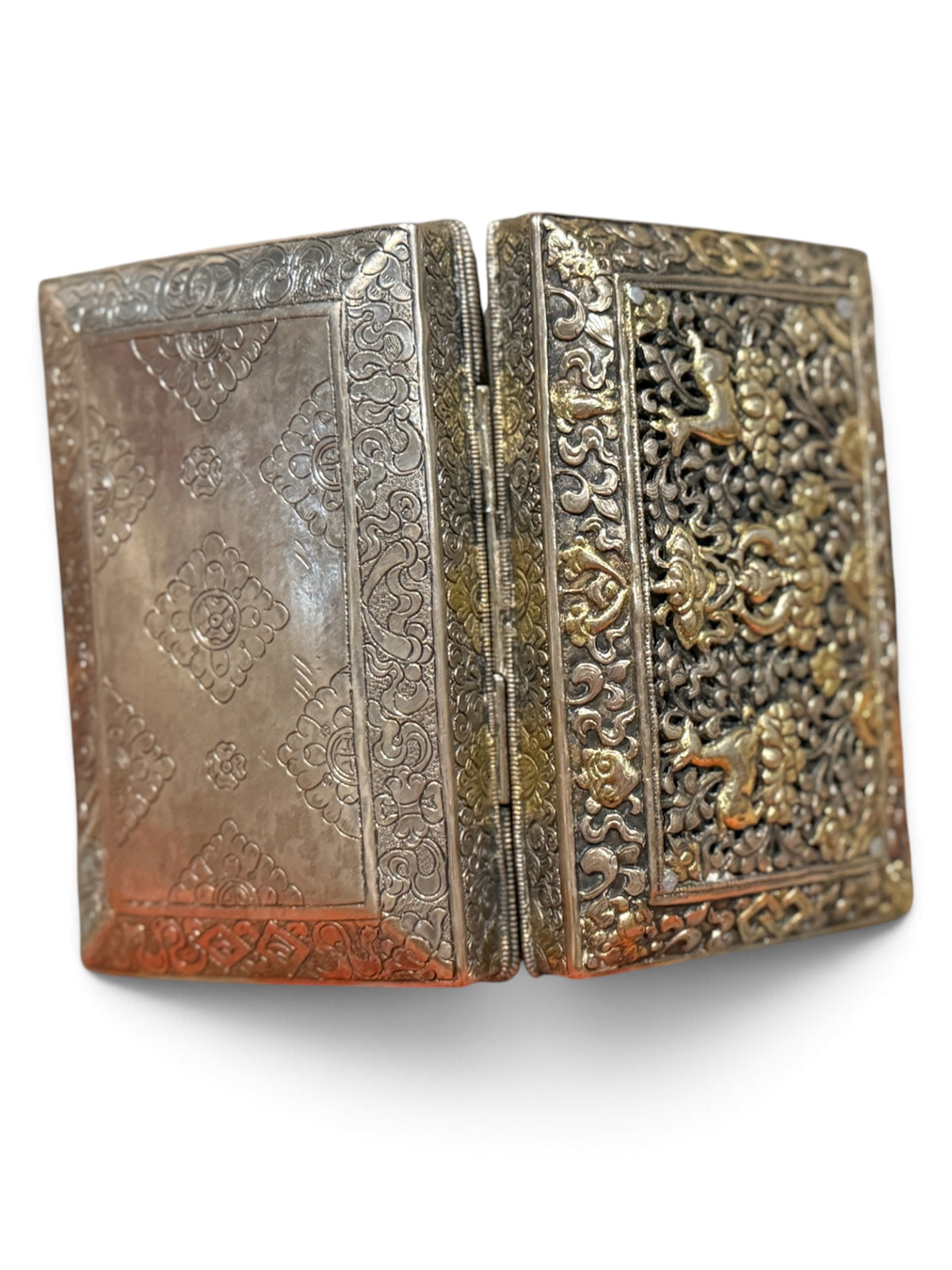 An antique Bhutanese betel nut silver box
