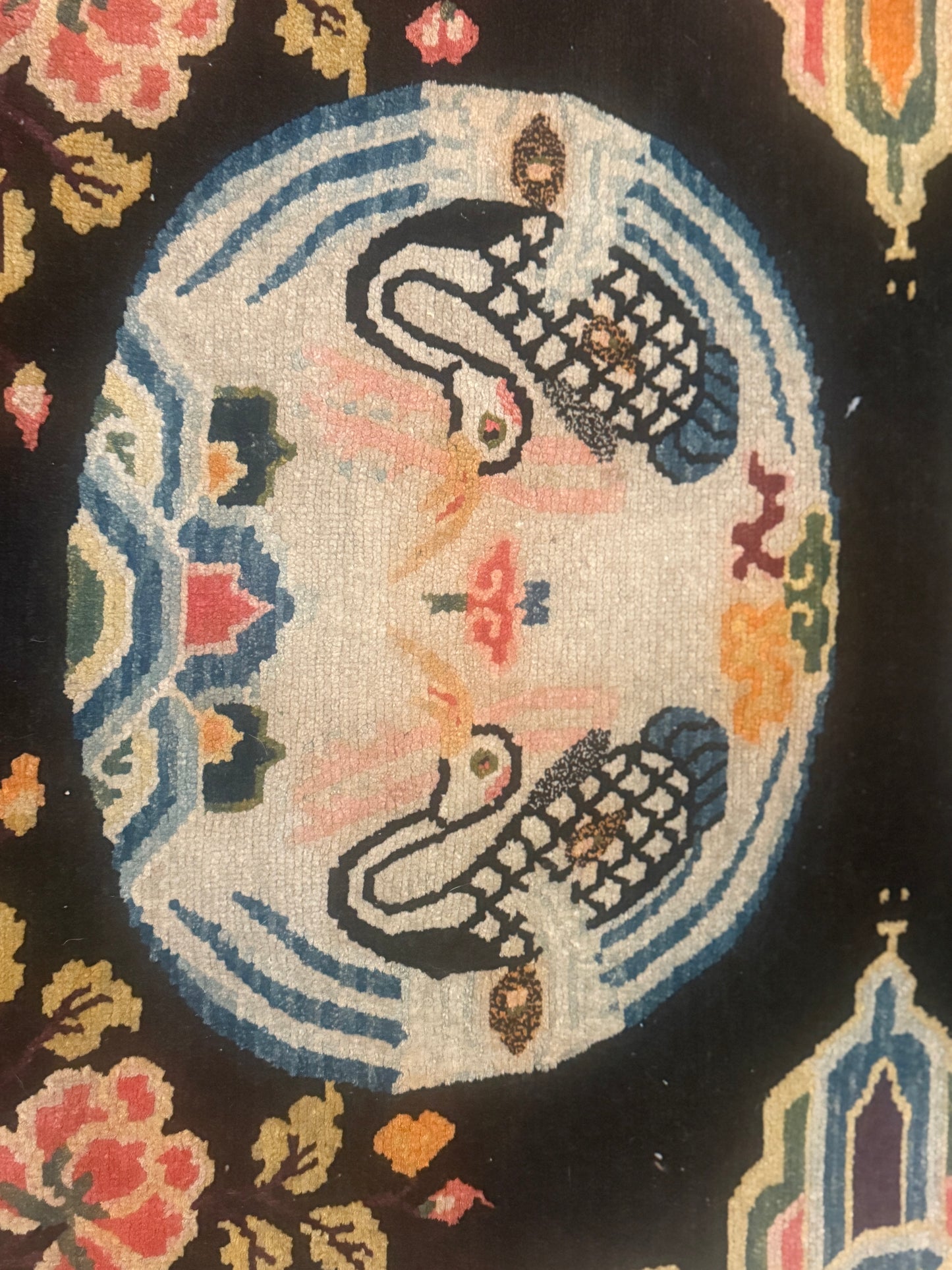 An antique early 20th c., Tibetan rug