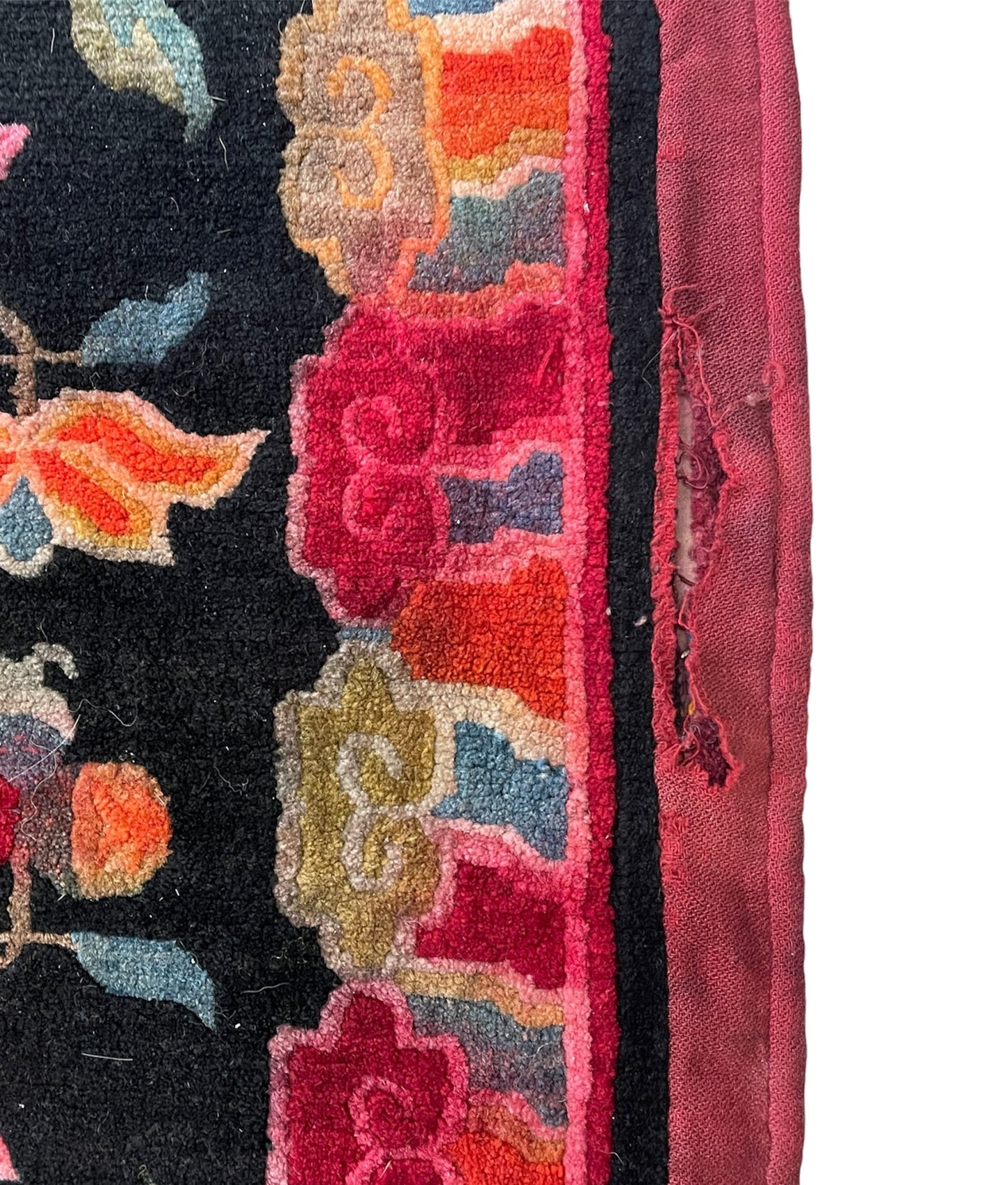 An early 20th C., antique Tibetan floral cushion rug