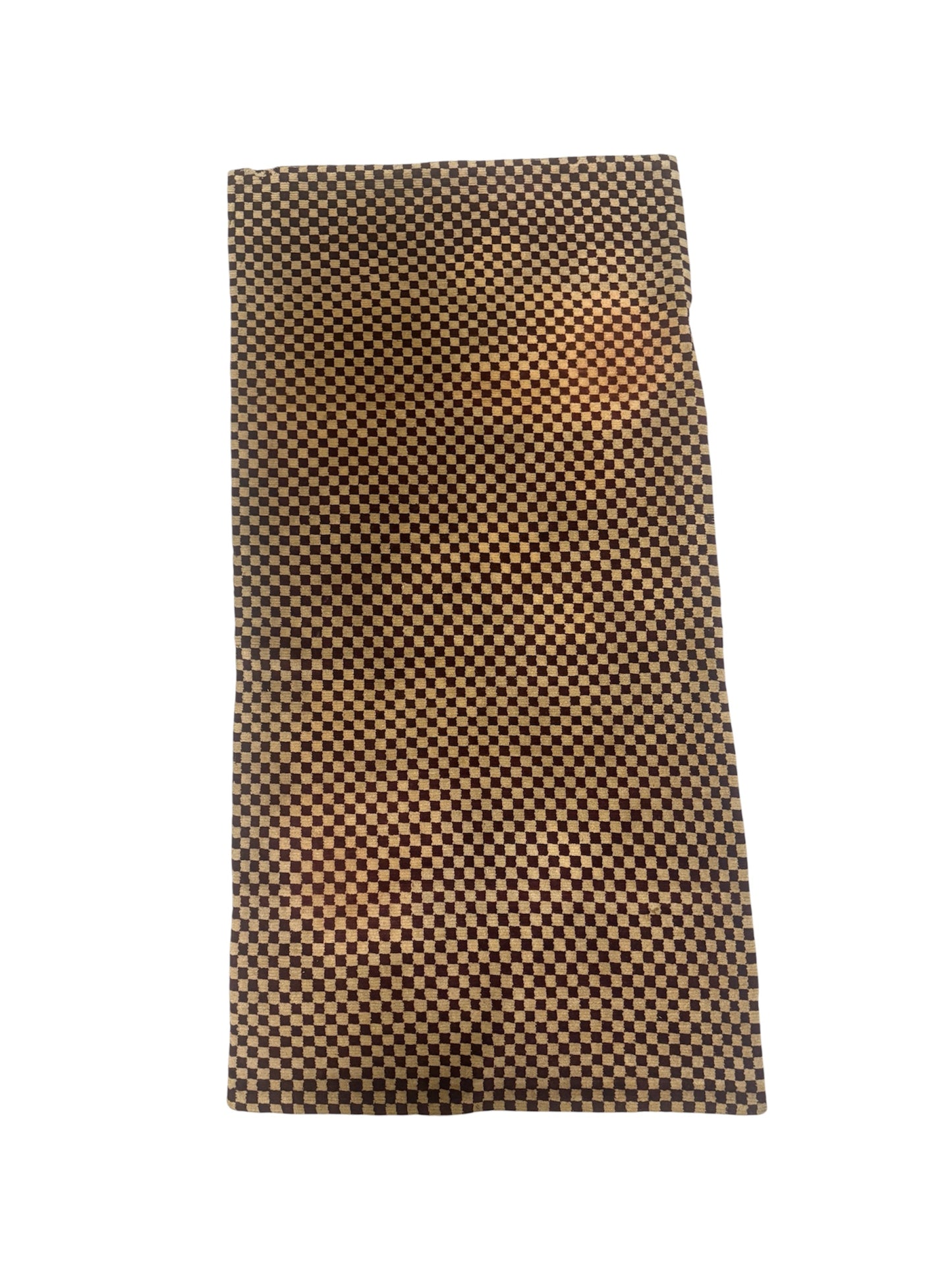 An antique Tibetan checkerboard handmade wool rug