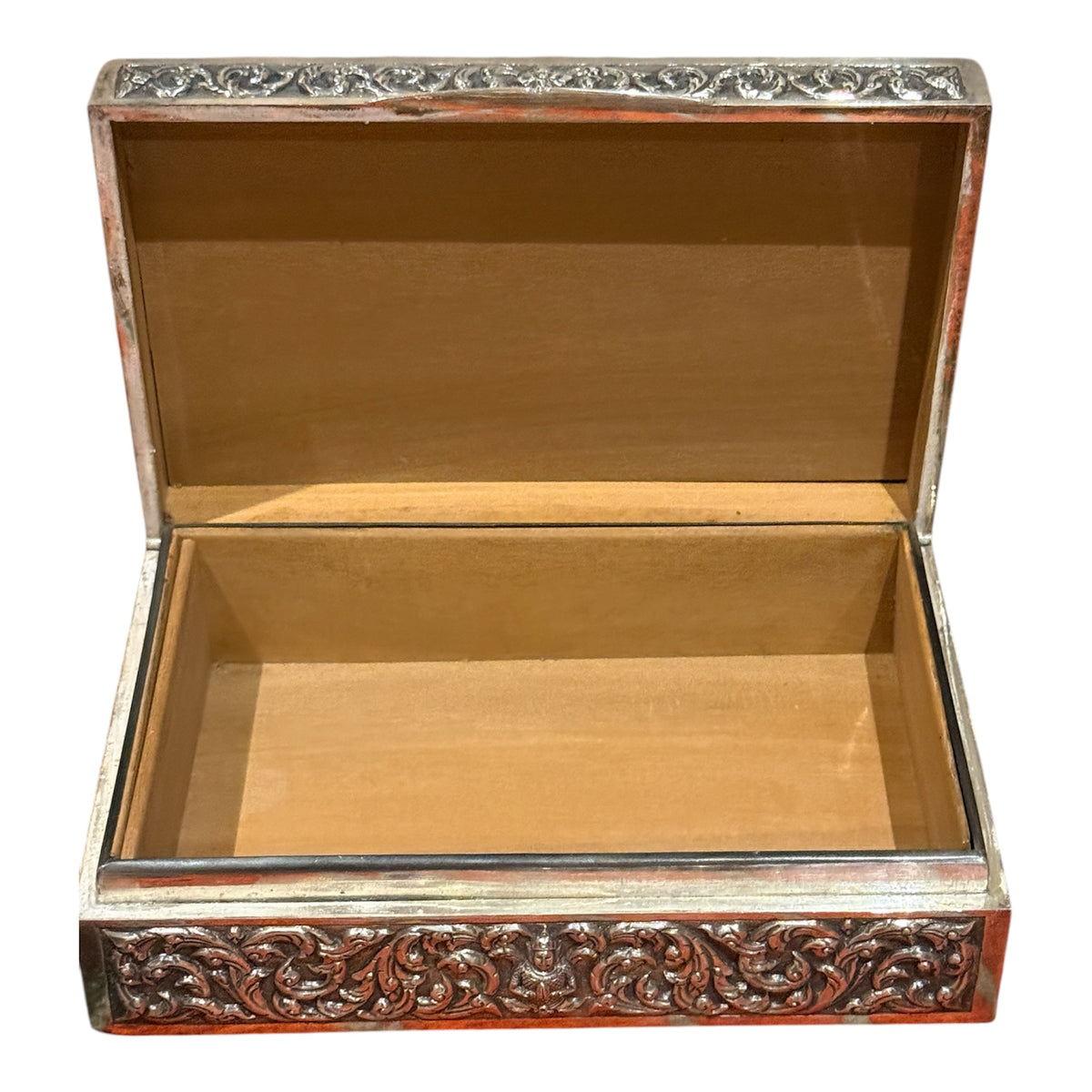 An antique Thai cigar silver box