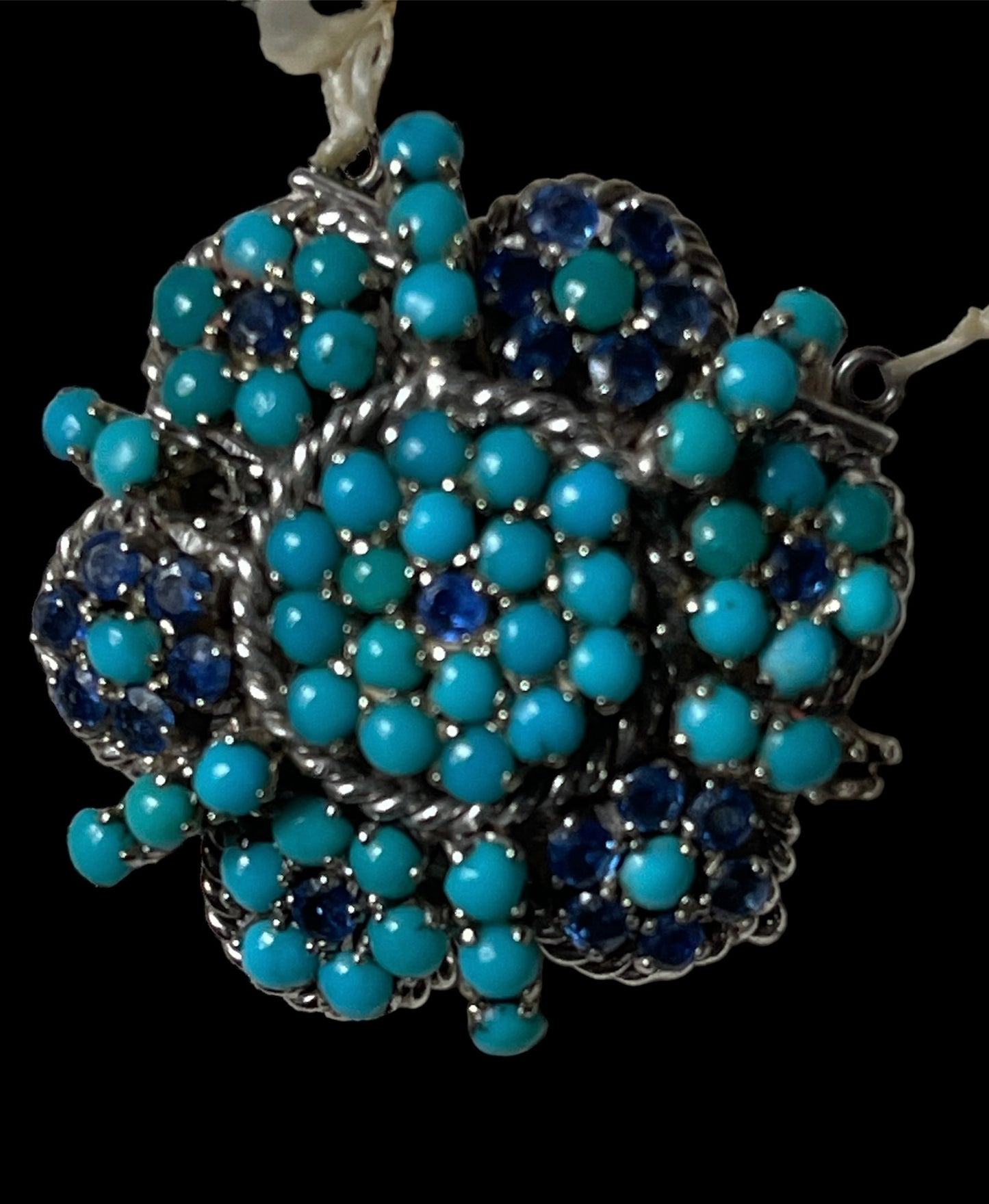 18k gold, turquoise and sapphire and pearl necklace