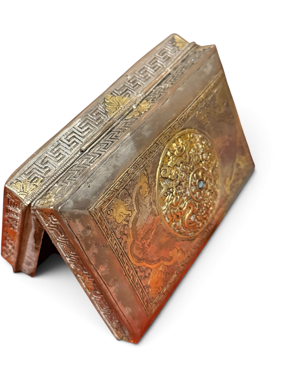 Antique silver and gilded silver Bhutanese betel nut box
