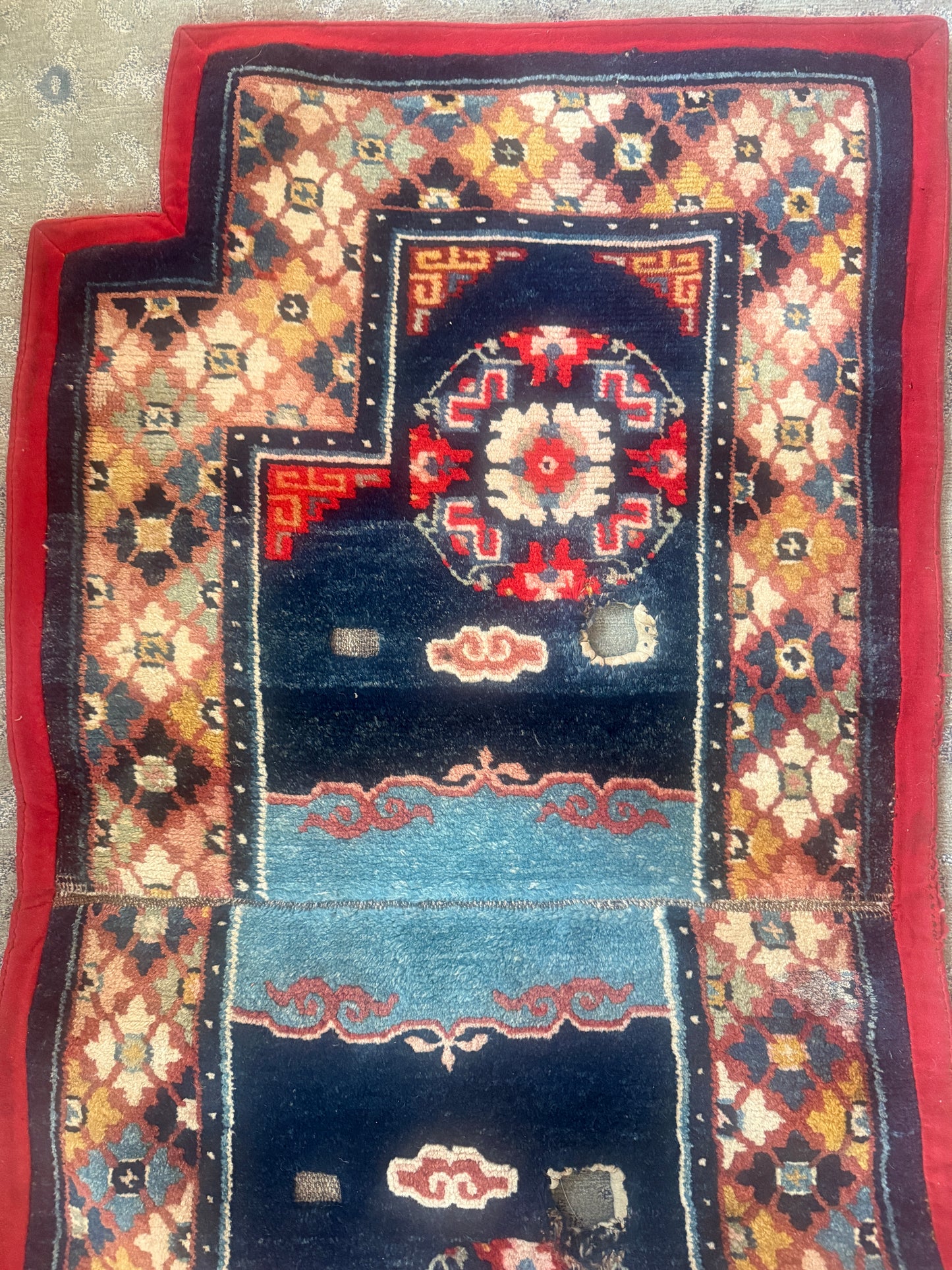Antique Tibetan saddle rug