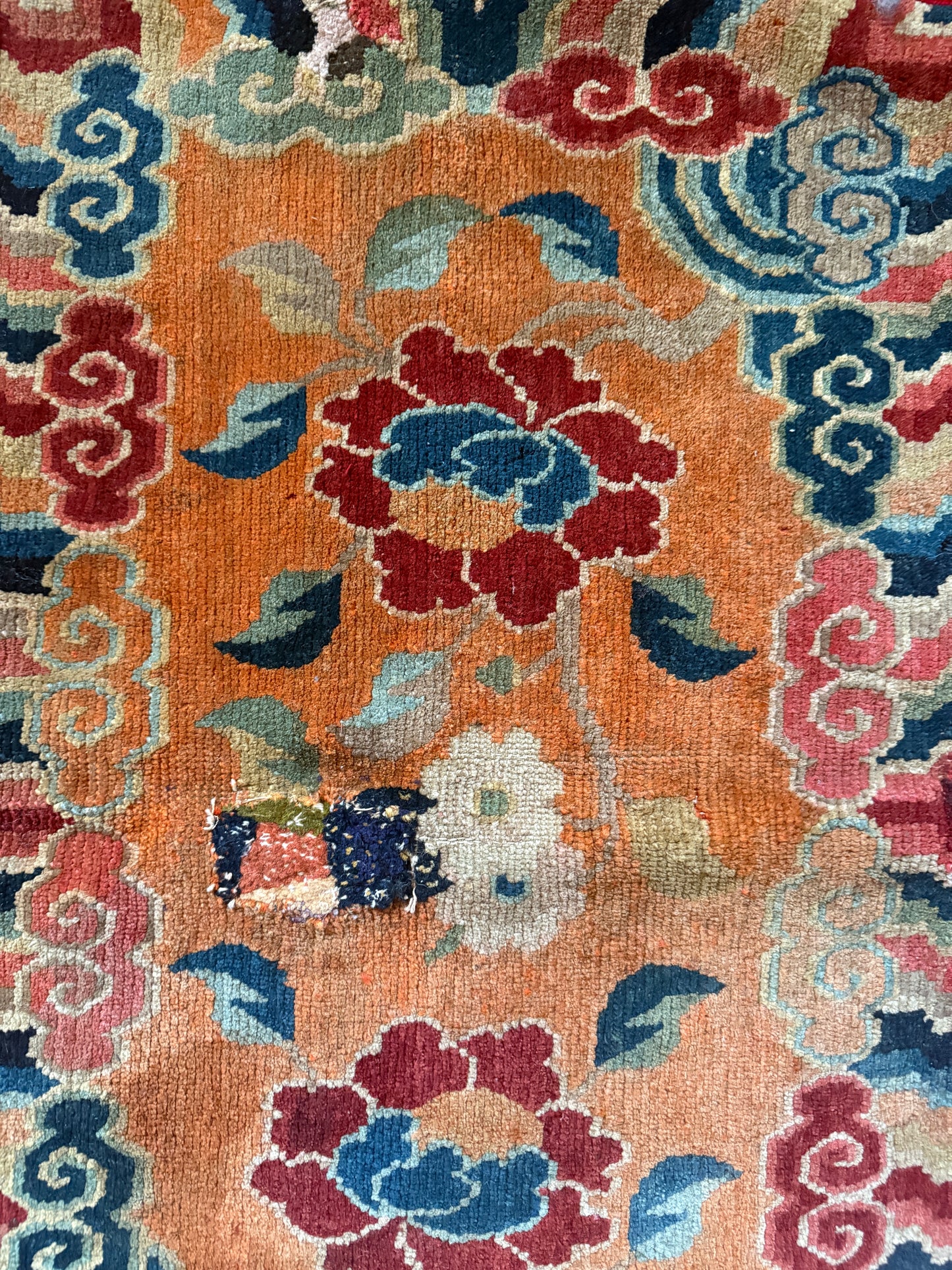 Antique Tibetan seat rug