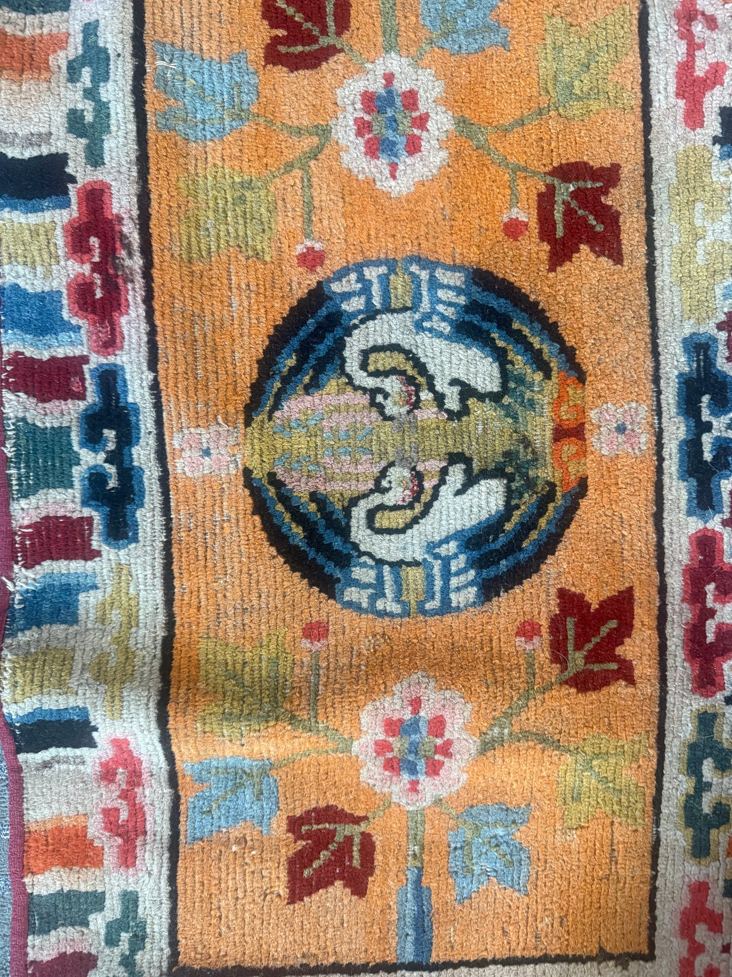 Antique Tibetan seat rug