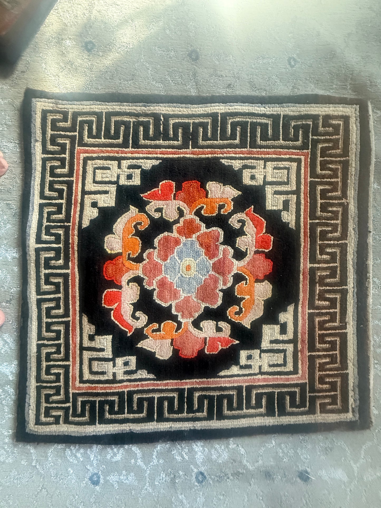 Antique throne seat rug