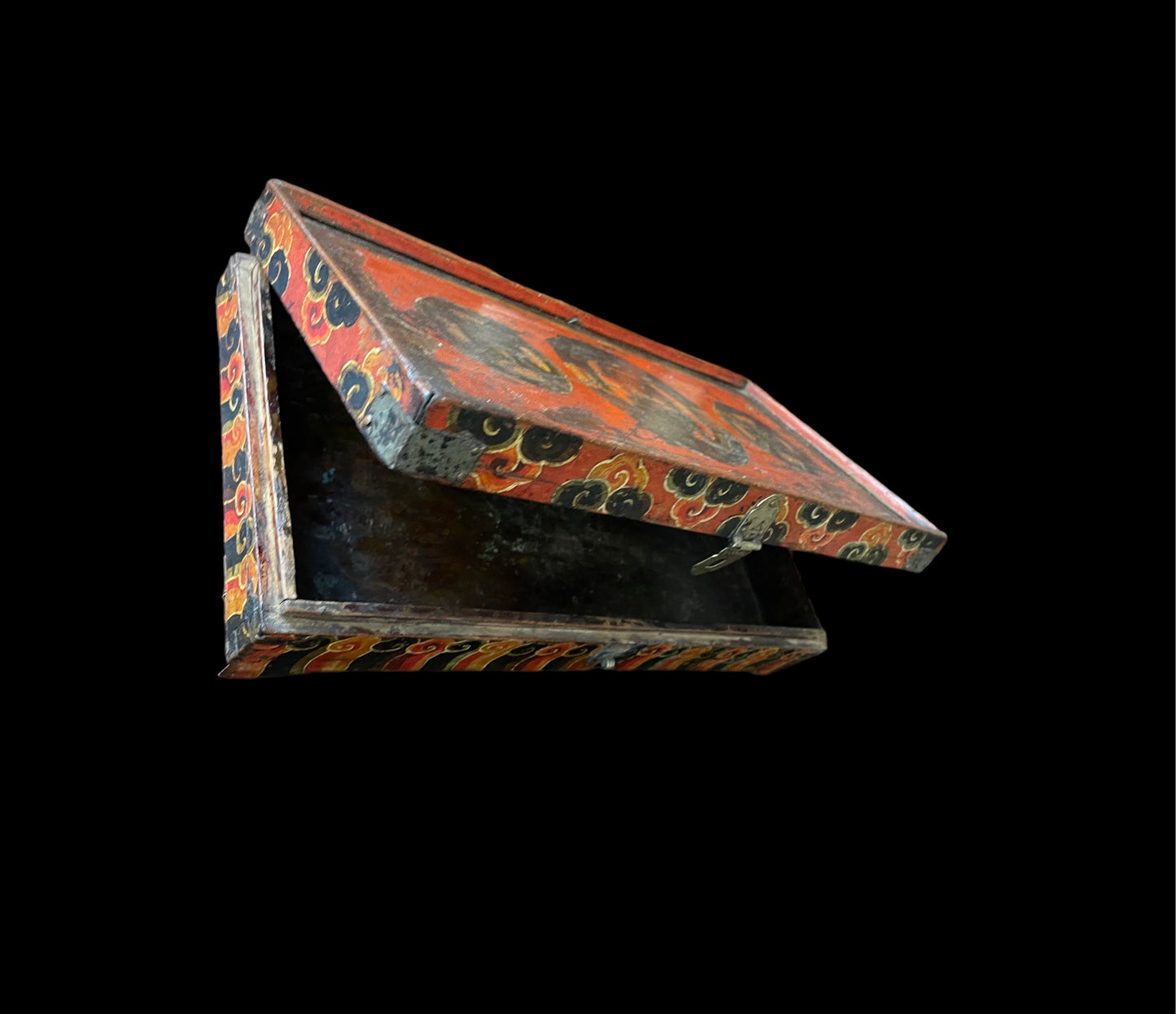An antique rectangular flat Tibetan wood box