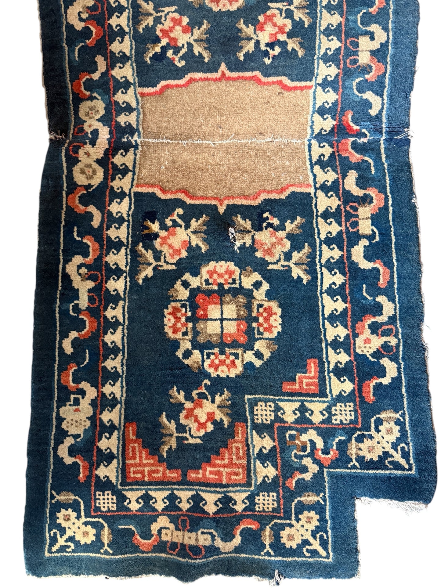 A vintage indigo saddle rug