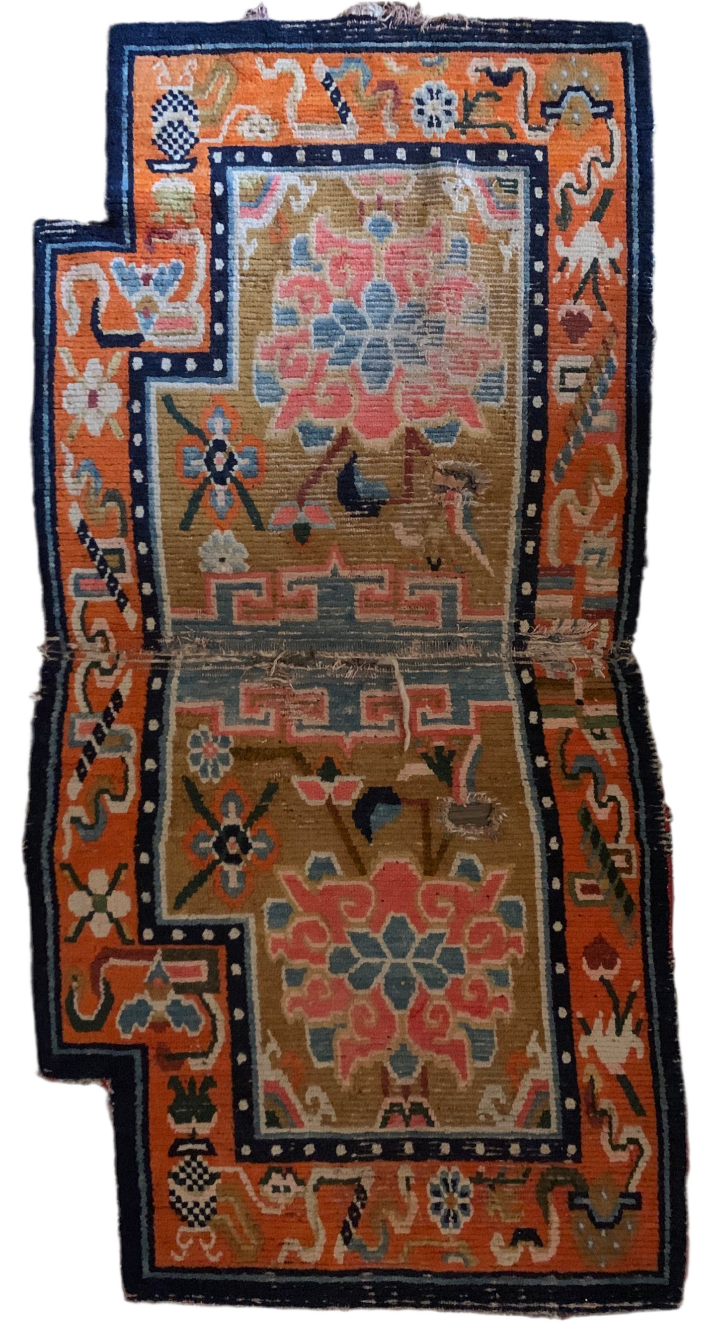 Antique Tibetan saddle rug