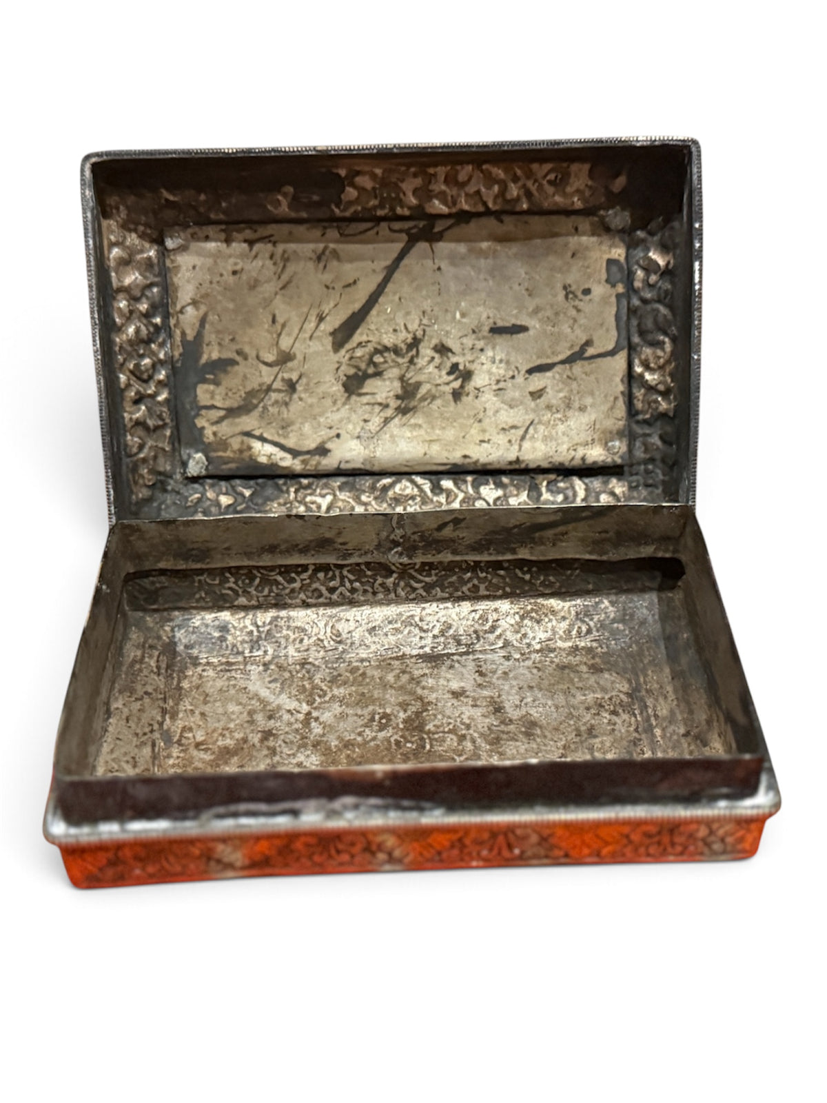 An antique Bhutanese betel nut silver box