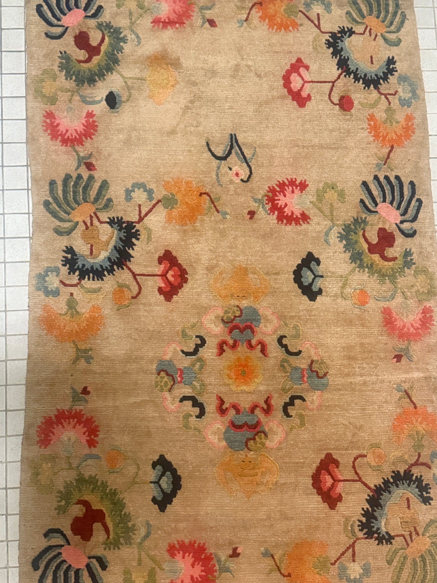A mid 20th C., Tibetan modern floral rug