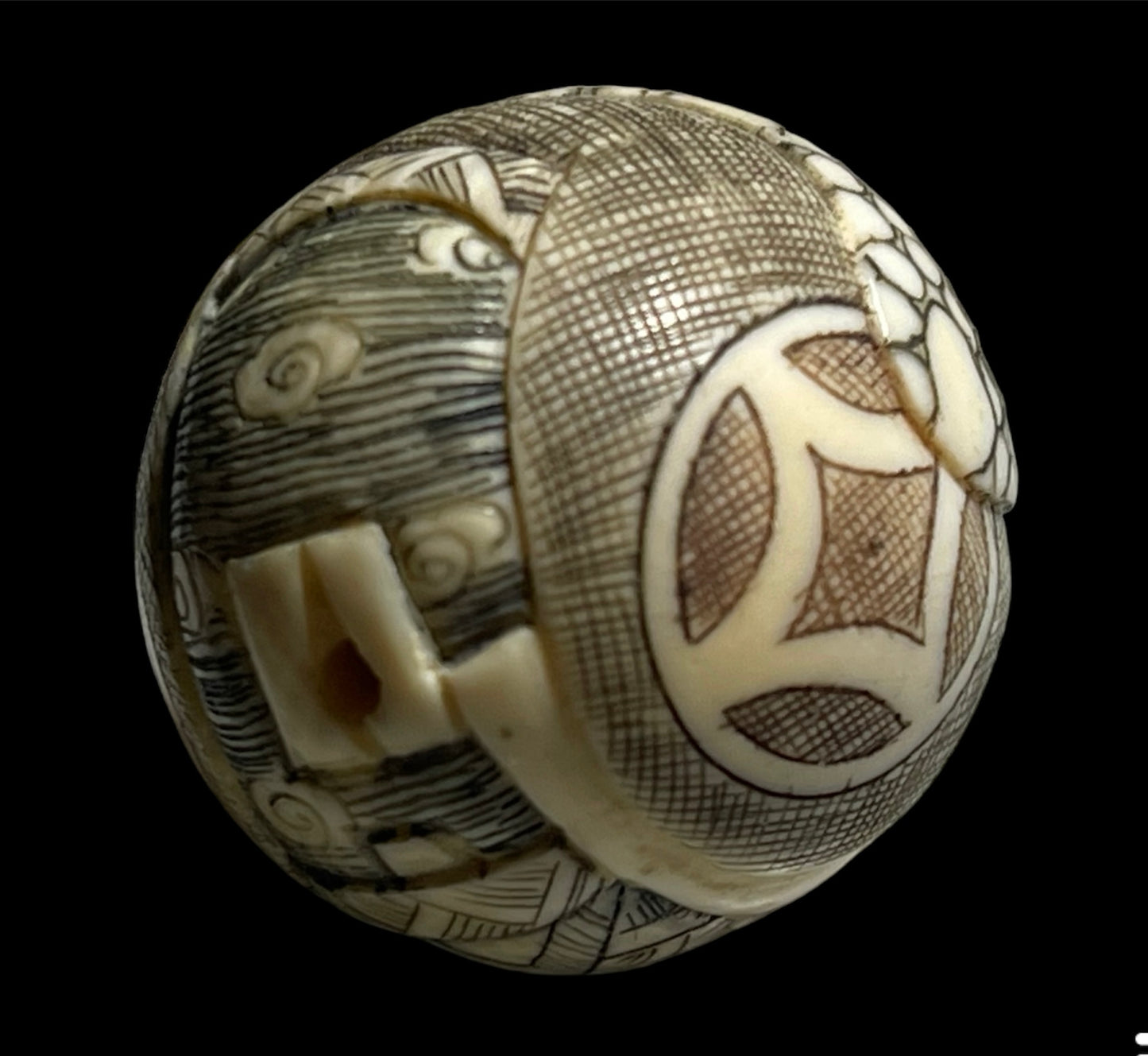 Two antique Japanese bone ojime beads