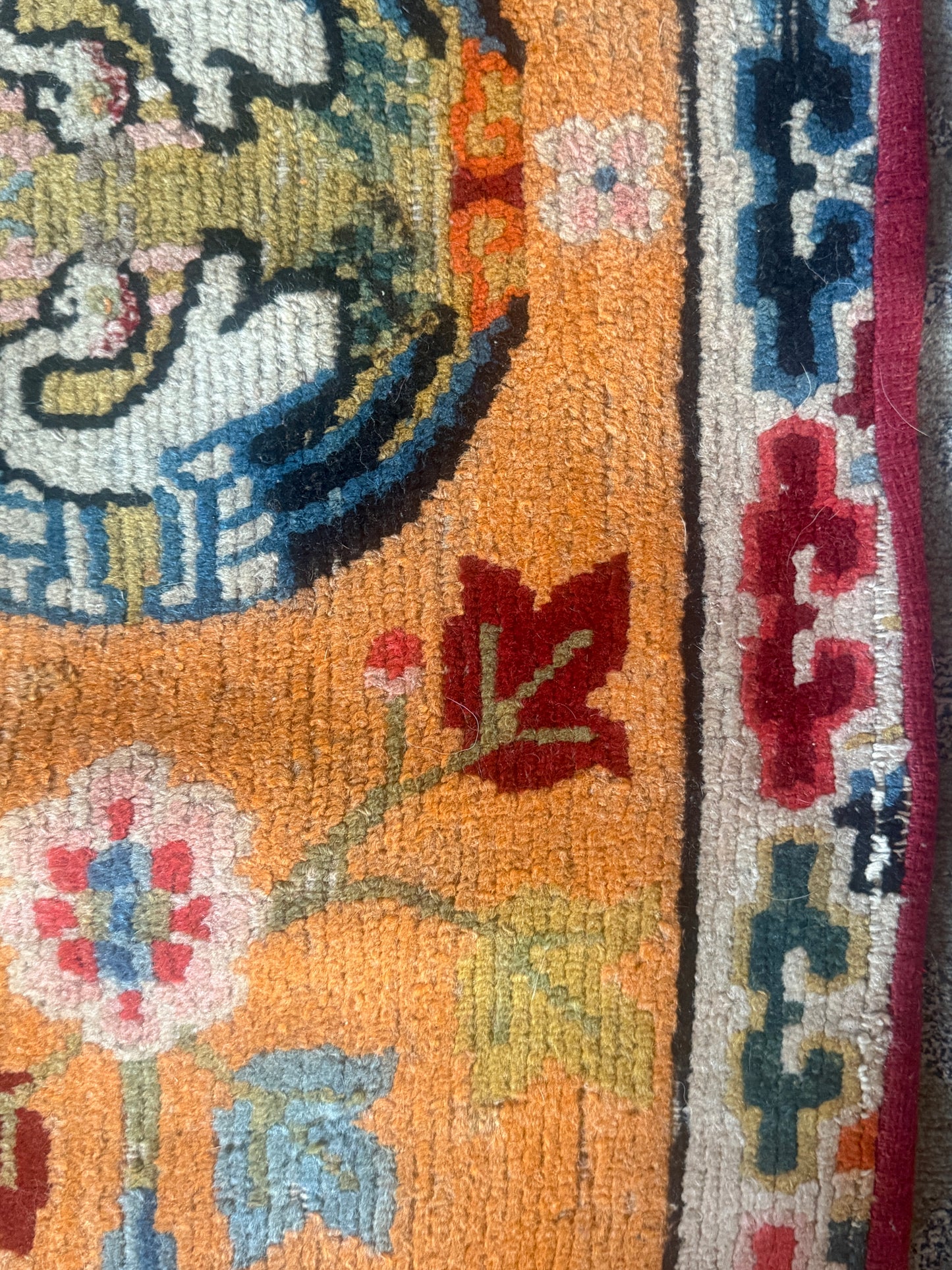 Antique Tibetan seat rug