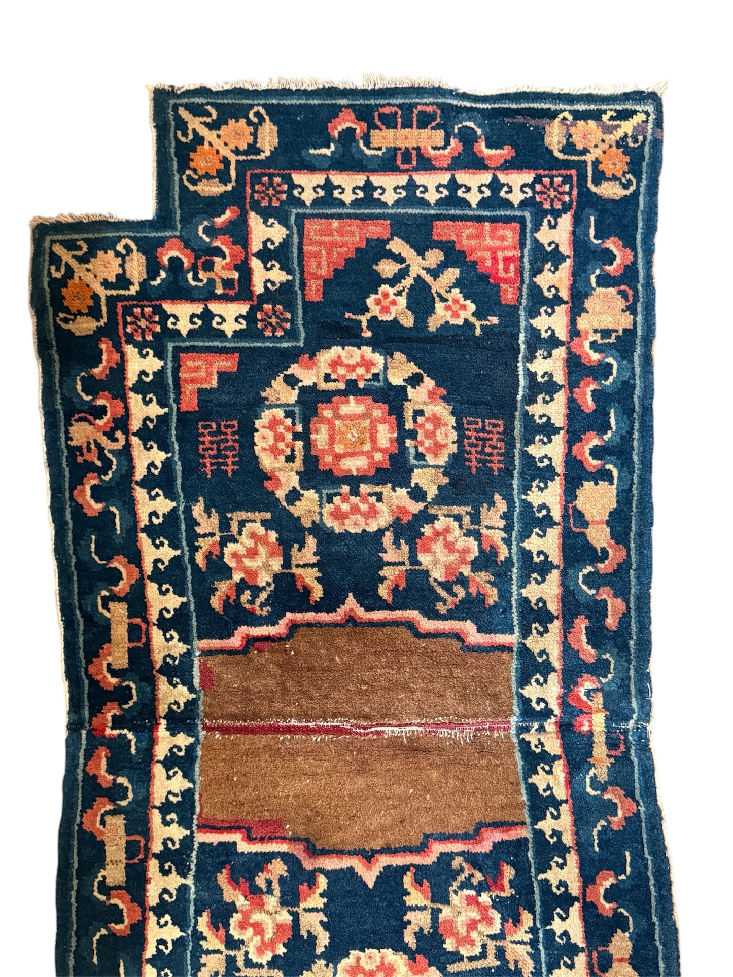 A vintage indigo saddle rug