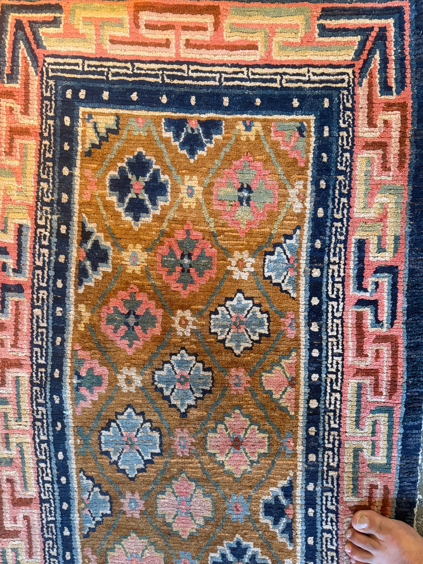 Antique 19th Century Tibetan woolen rug