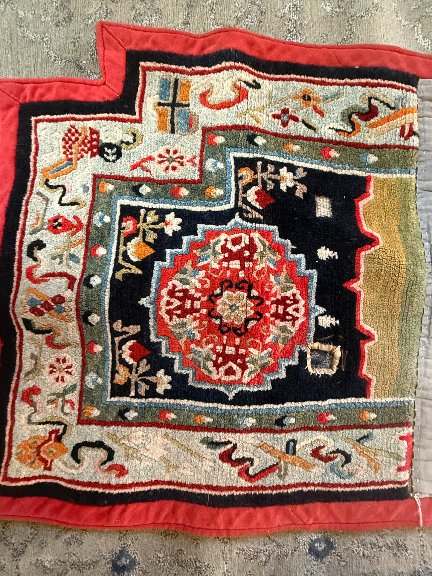 Antique Tibetan saddle rug