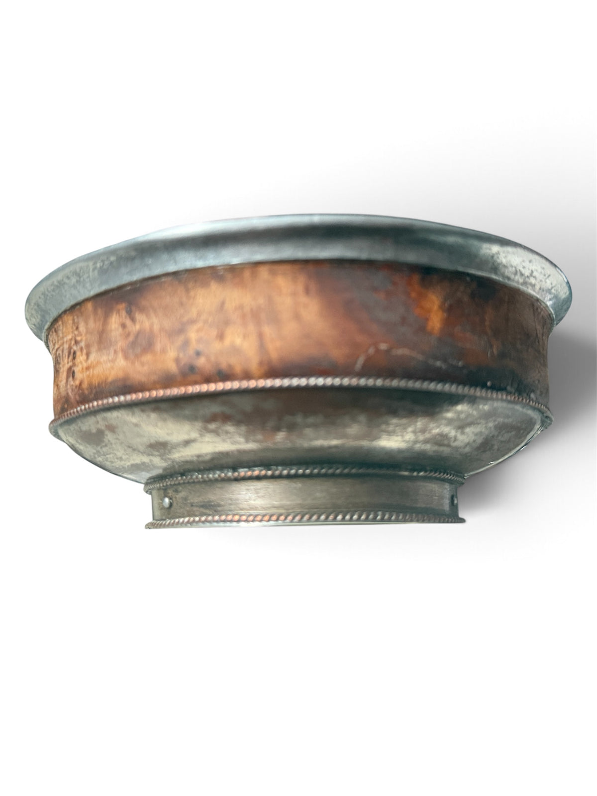 Antique Tibetan Burlwood and Silver Bowl